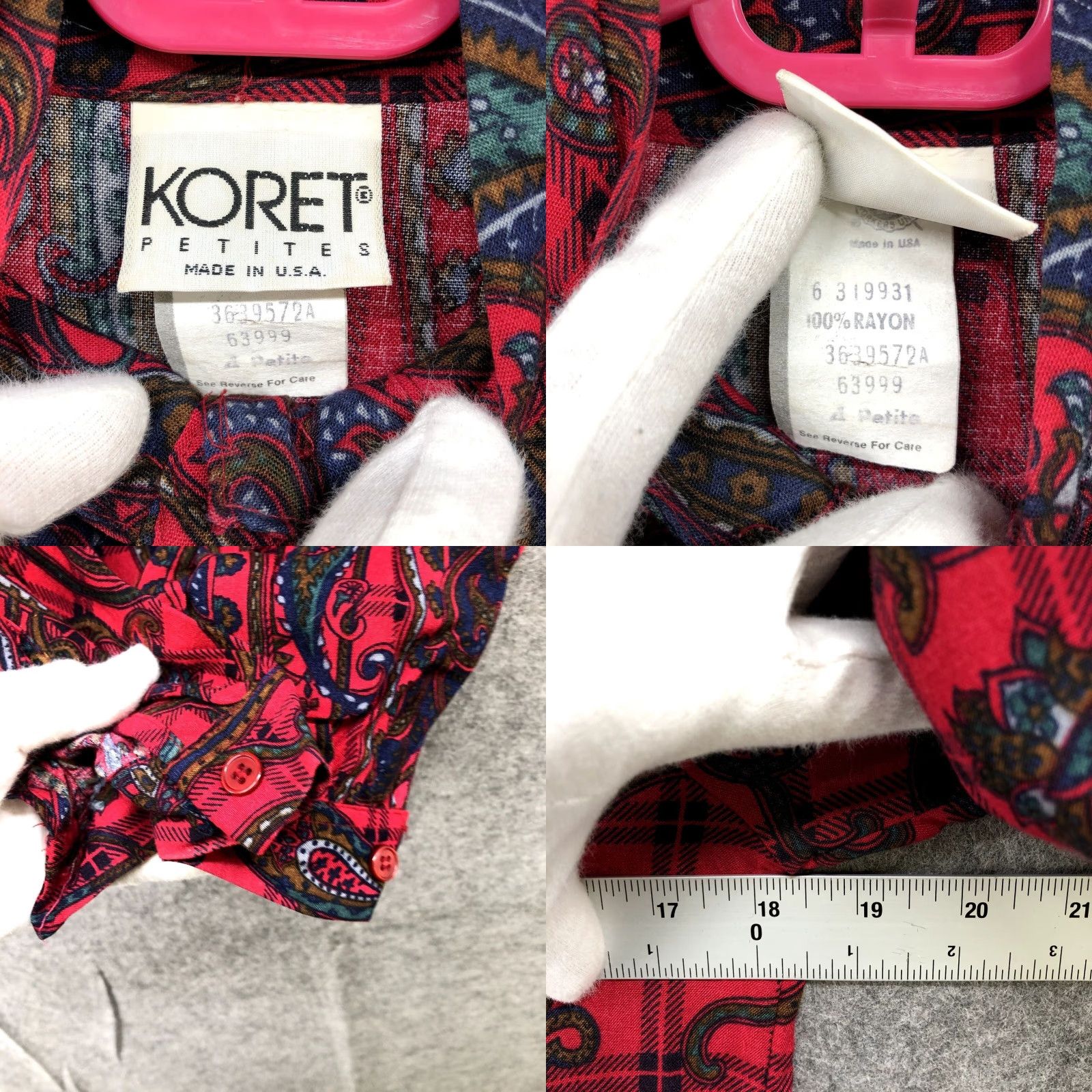 Vintage VINTAGE Koret Paisley Blouse Womens 4P Long Sleeve Red Rayon Button Down 90s Boho Size S / US 4 / IT 40 - 8 Thumbnail