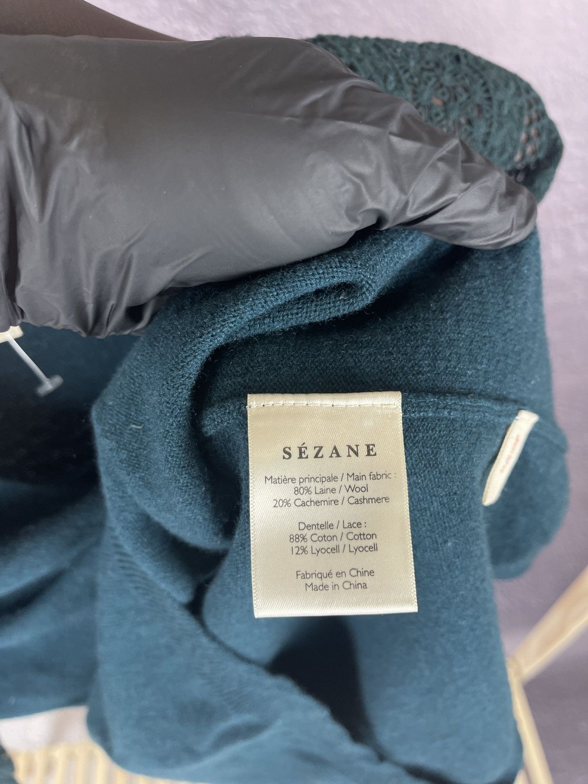 Sezane Sezane Sweater blue Green Lace Sleeves Wool Cashmere V-neck Size S / US 4 / IT 40 - 11 Thumbnail