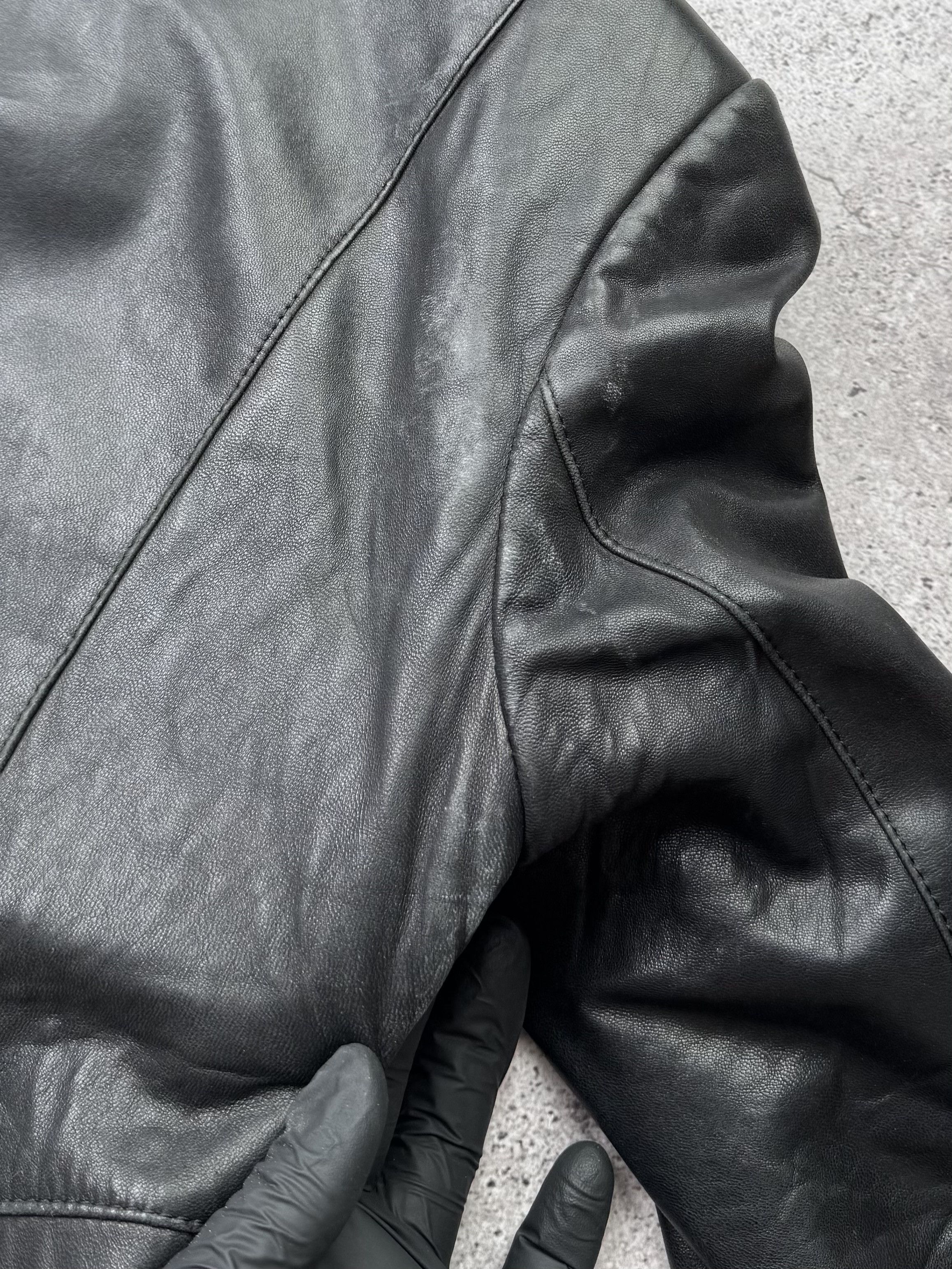Vintage Vintage Cropped Leather Jacket With Zipper C640(V35) Size M / US 6-8 / IT 42-44 - 15 Thumbnail