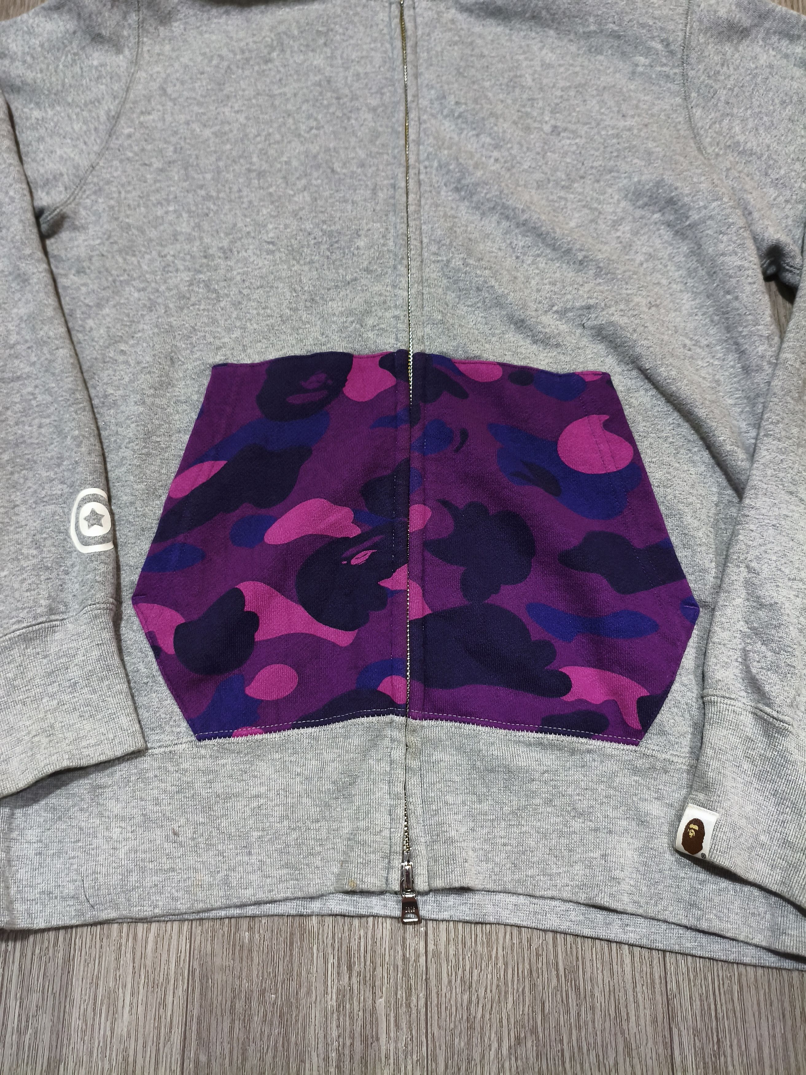Bape Bape Grey X purple Camo shark full zip hoodie Size US M / EU 48-50 / 2 - 4 Thumbnail