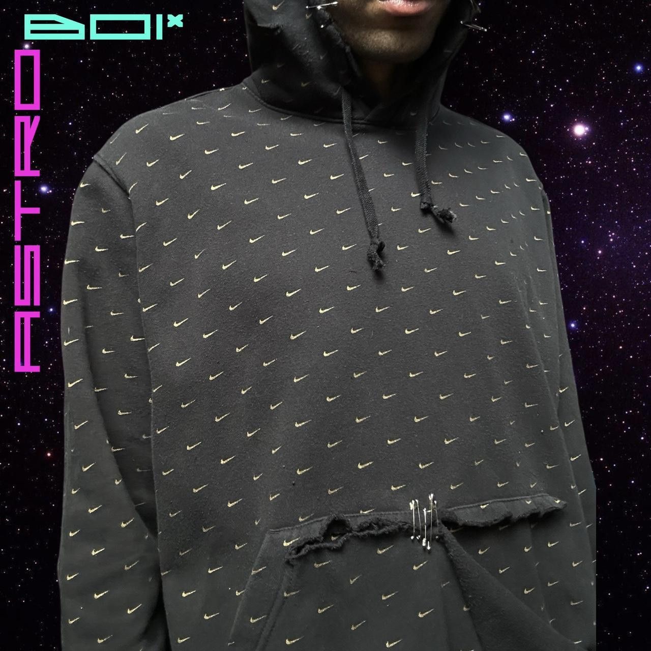 Nike ASTROBOI* Nike 'Golden Swoosh' Black Deconstruct Hoodie -XXL Size US XXL / EU 58 / 5 - 3 Thumbnail