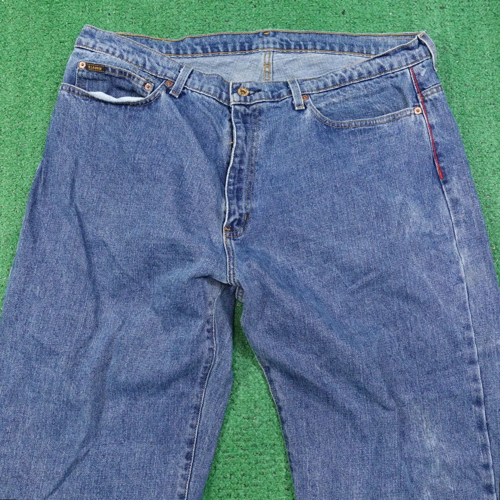 Polo Ralph Lauren Vintage Polo Ralph Lauren Jeans Co Men's Relaxed Fit 38x30 Blue Cotton Zip Fly Baggy Straight Denim Jeans Size US M / EU 48-50 / 2 - 2 Thumbnail
