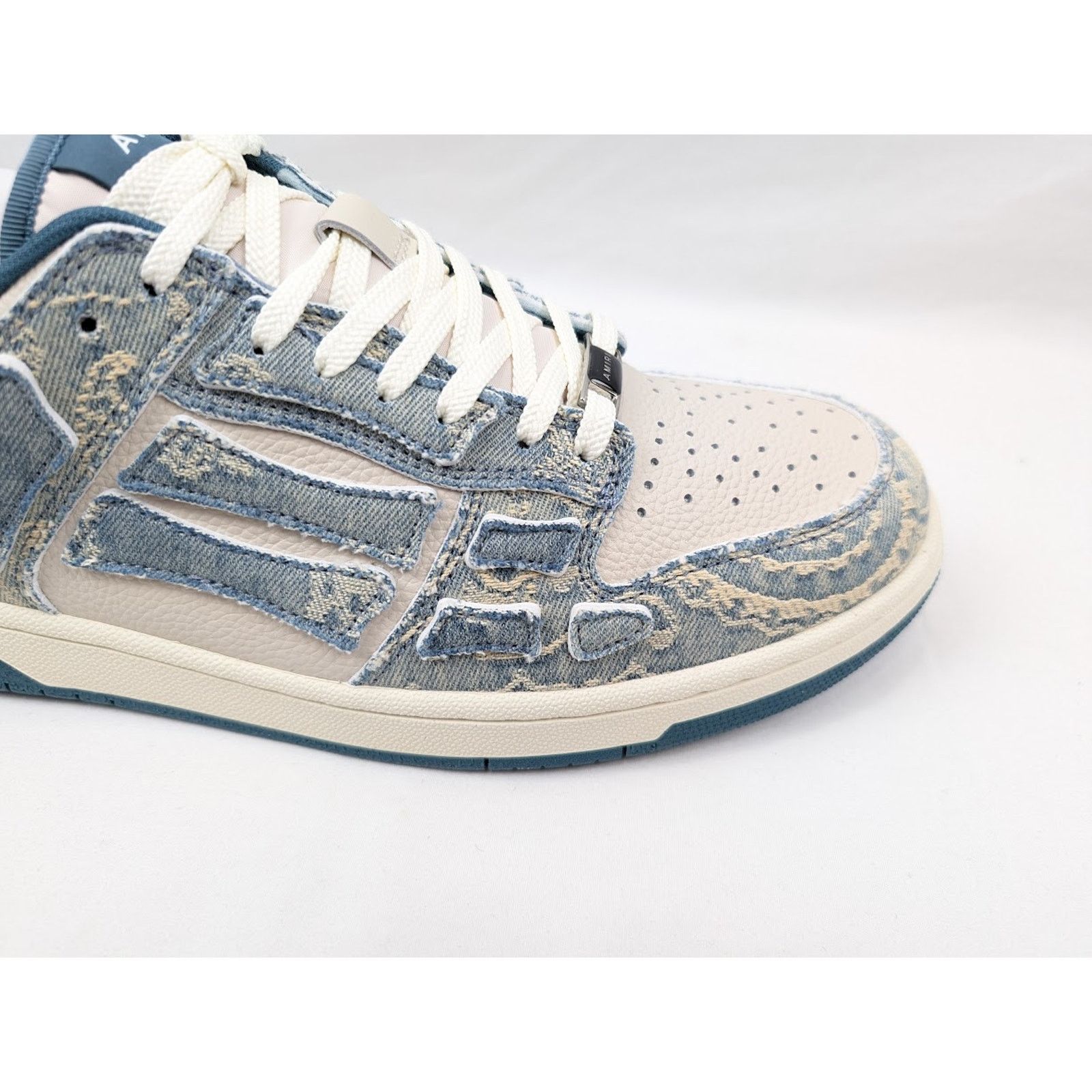 Amiri o1rshd1 Skelton Low-Top Sneakers in Natural/Denim Size US 11 / EU 44 - 3 Thumbnail