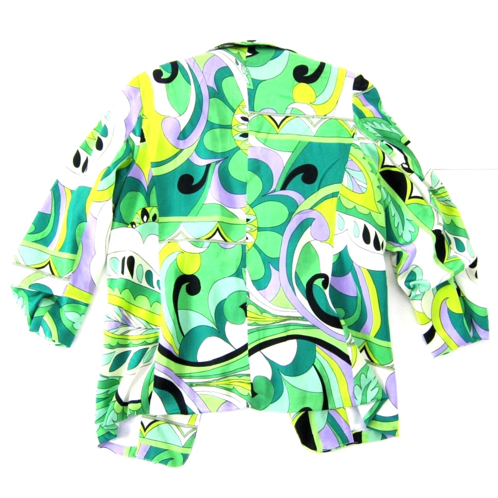 Vintage ee:some Blazer NWT M Womens Ruched Sleeve Floral Pocket Retro Kelly Green Purple Blazer Jacket M Size M / US 6-8 / IT 42-44 - 2 Thumbnail