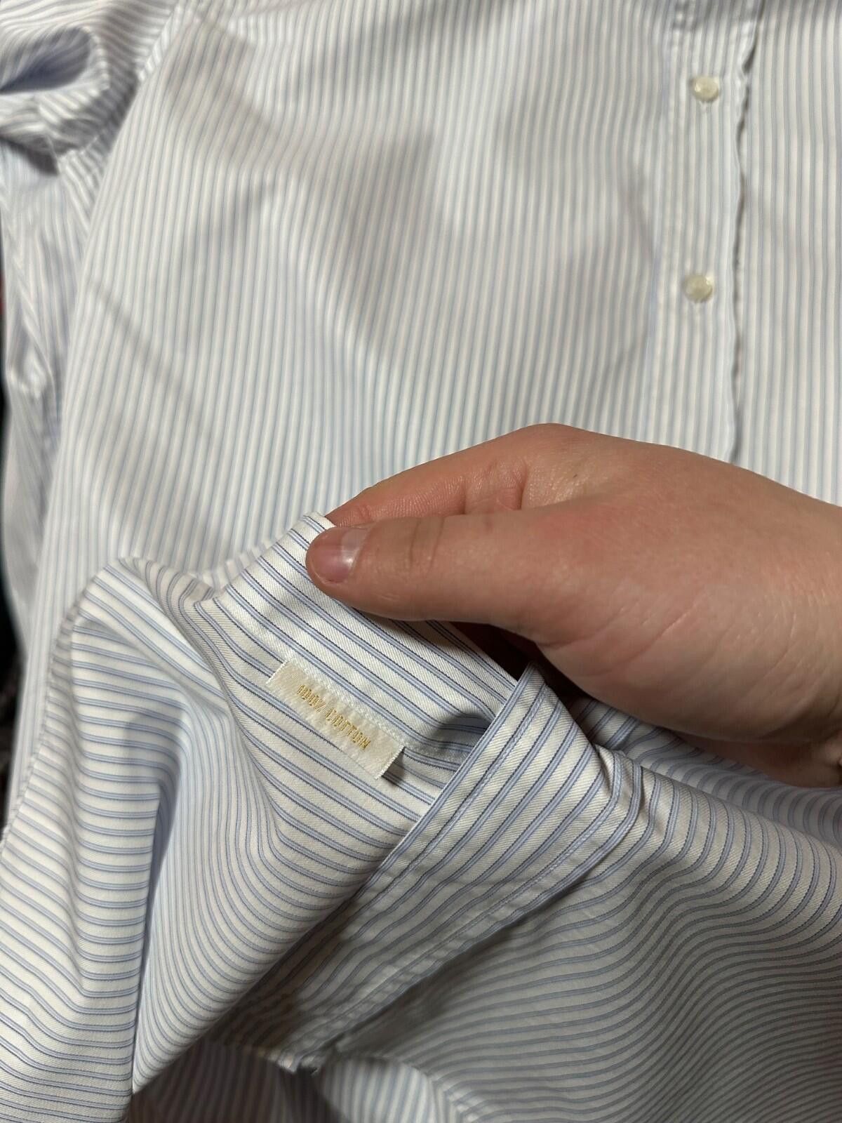 Brioni Brioni Men’s Dress Shirt Blue White Striped Button Italy 16 Size 42R - 9 Thumbnail