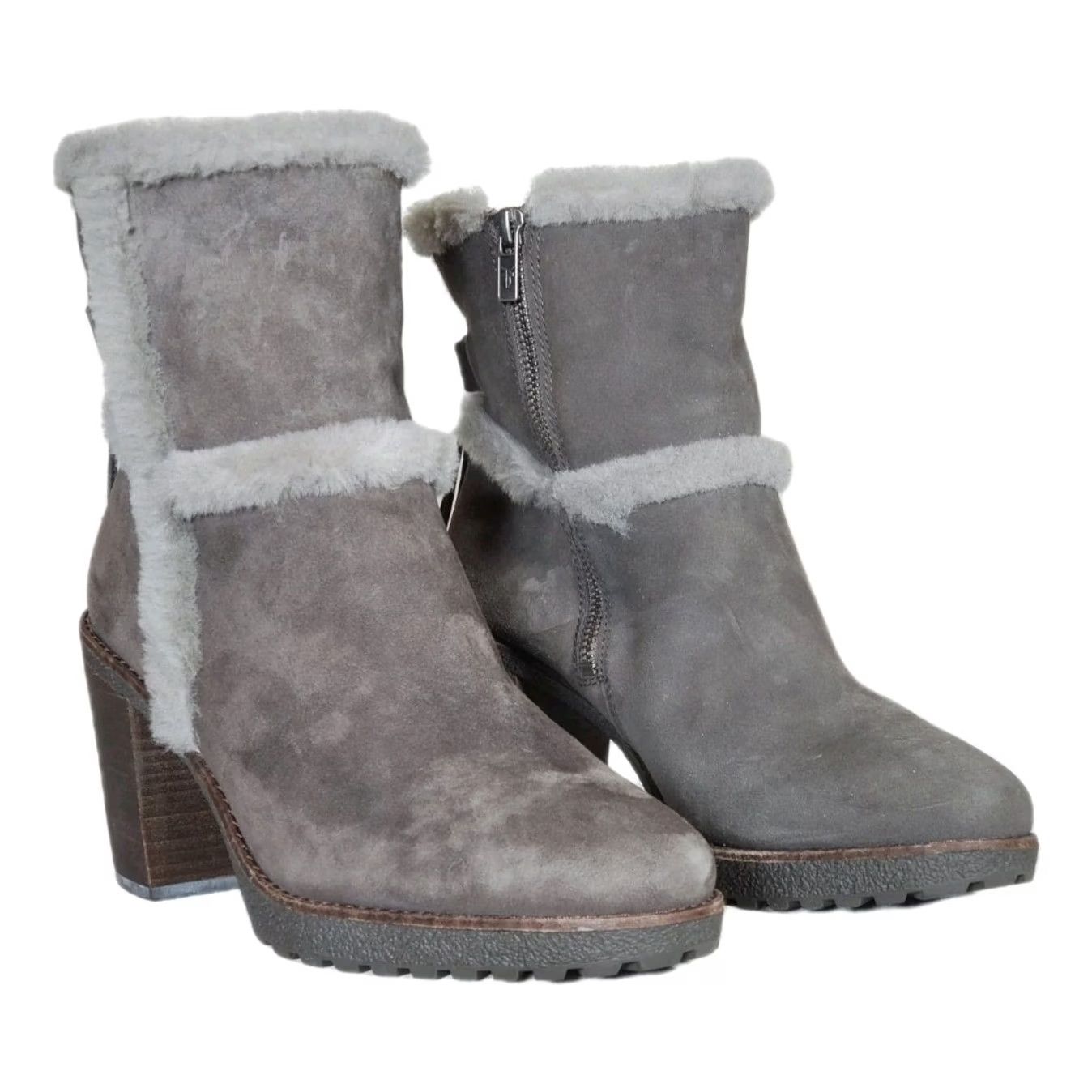 Frye FRYE Jen Shearling Short Booties Smoke Suede 76350 High Heeled Zip Women's US 8 M Size 30" / US 8 / IT 44 - 2 Thumbnail