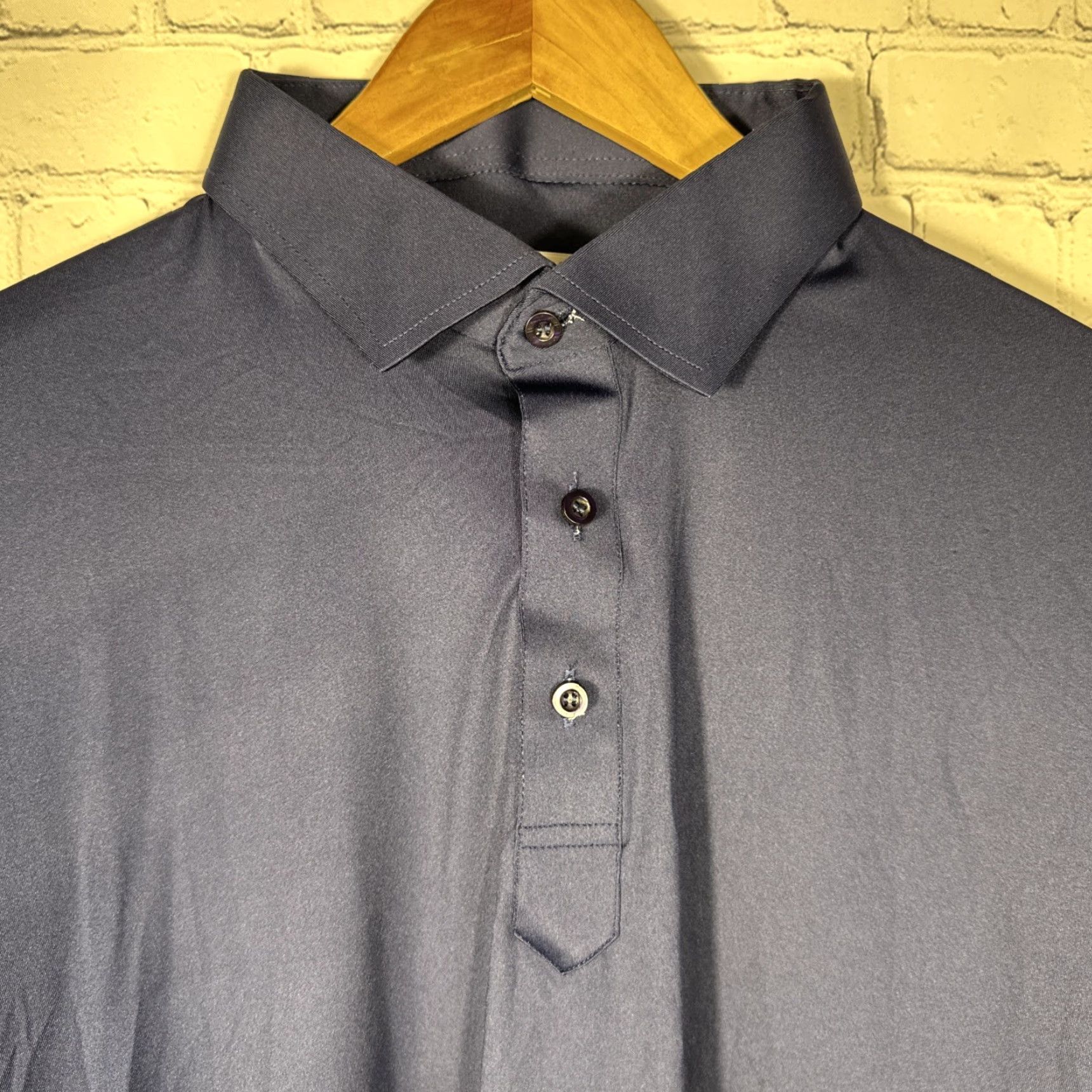 CO VINTAGE Collars & Co Polo Dress Collar Featherweight Mens XL Blue Solid Stretch NWOT Size US XL / EU 56 / 4 - 2 Thumbnail