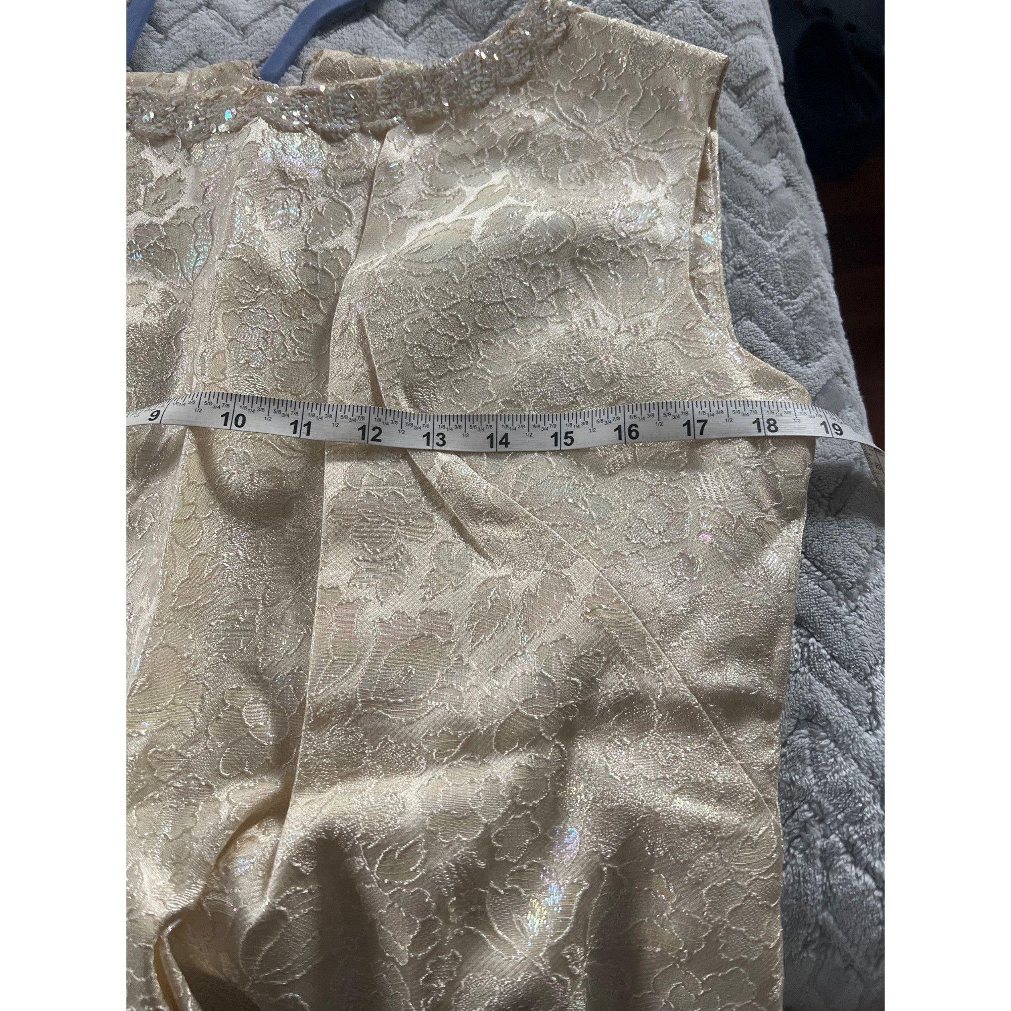 Other Vintage 2-Piece Ivory Brocade Sleeveless Top & slacks With Size M / US 6-8 / IT 42-44 - 8 Thumbnail