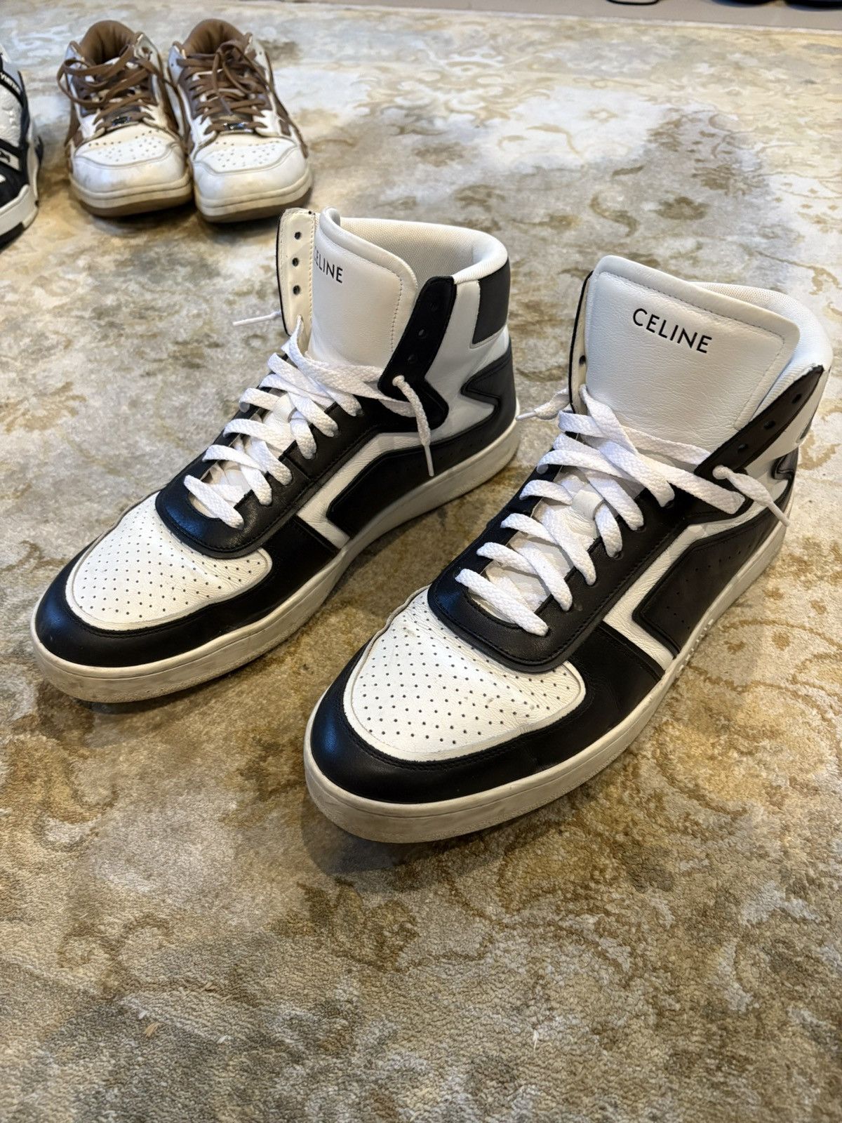 Celine CT-02 Mid Sneaker Scratch In Optic White & Blue