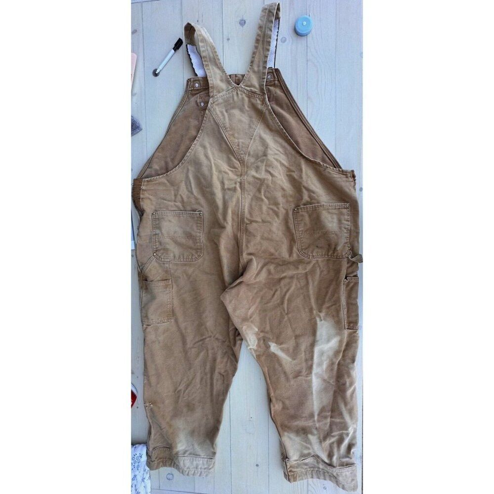 Carhartt Vintage Carhartt R01 Duck Unlined Double Knee Overall Bib s Size ONE SIZE - 3 Thumbnail