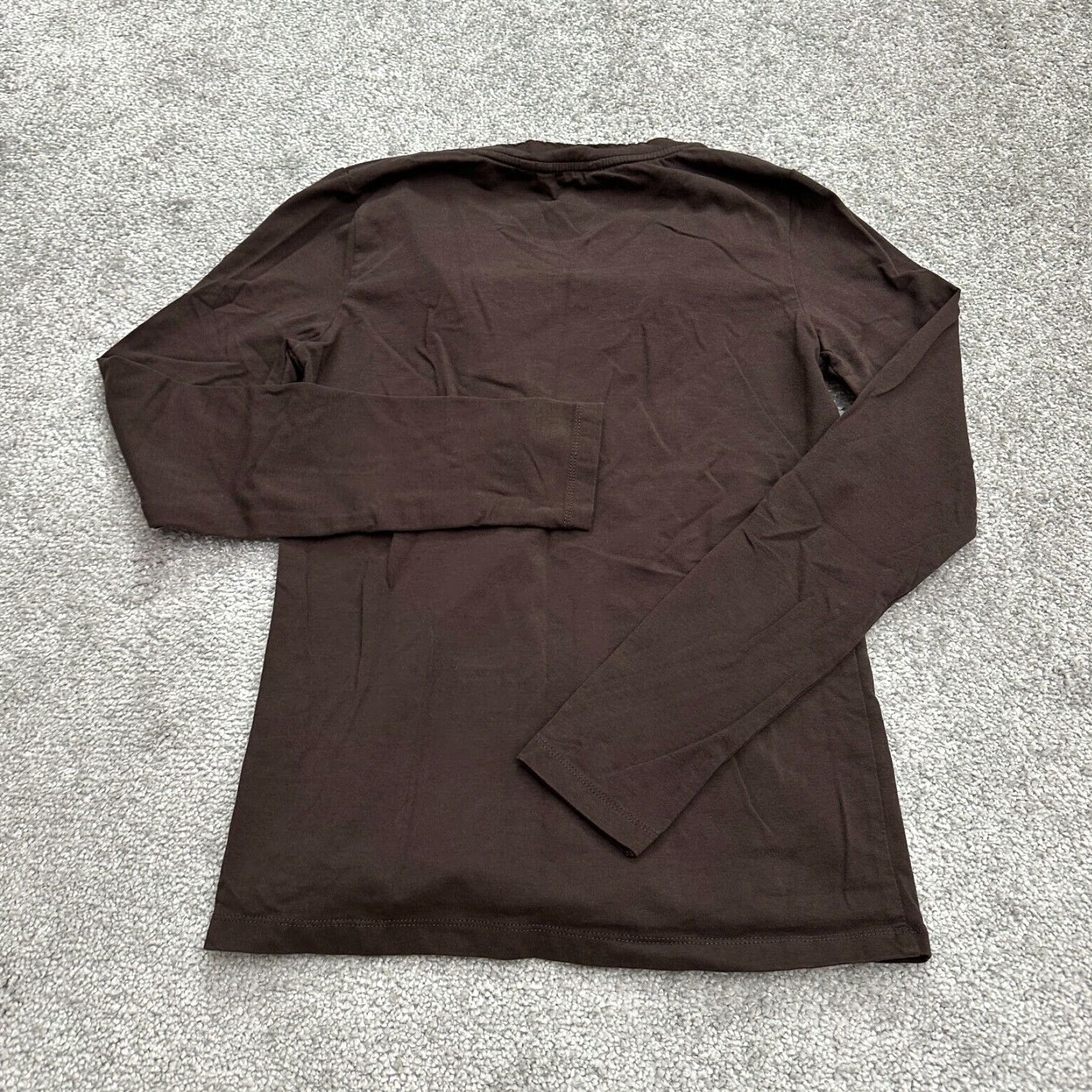 Vintage Bossini Shirt Ladies S Brown Lace Knit V-Neck Long Sleeve Casual Everyday Regular Womens Brown Lace Knit Top Size S / US 4 / IT 40 - 2 Thumbnail