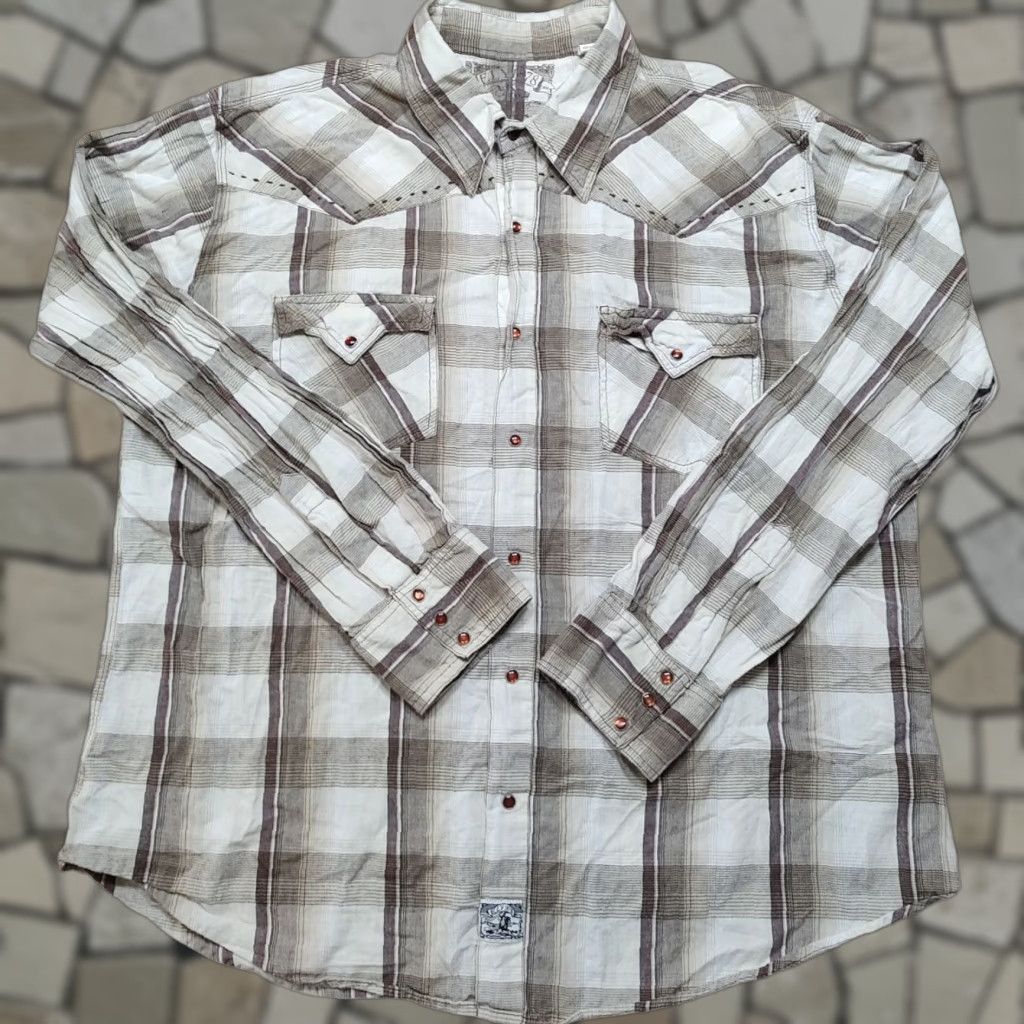 Vintage VINTAGE Ely Cattleman Western Shirt XL Brown Plaid Pearl Snap Long Sleeve Size US XL / EU 56 / 4 - 1 Thumbnail