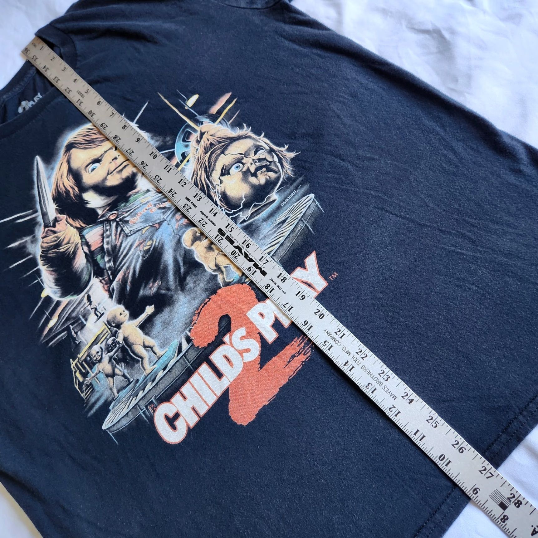 Vintage FRIGHT-RAGS Child’s Play 2 Chucky Killer Horror Movie Black Lrg Graphic T-Shirt Mens Graphic T-Shirt Size US L / EU 52-54 / 3 - 5 Thumbnail