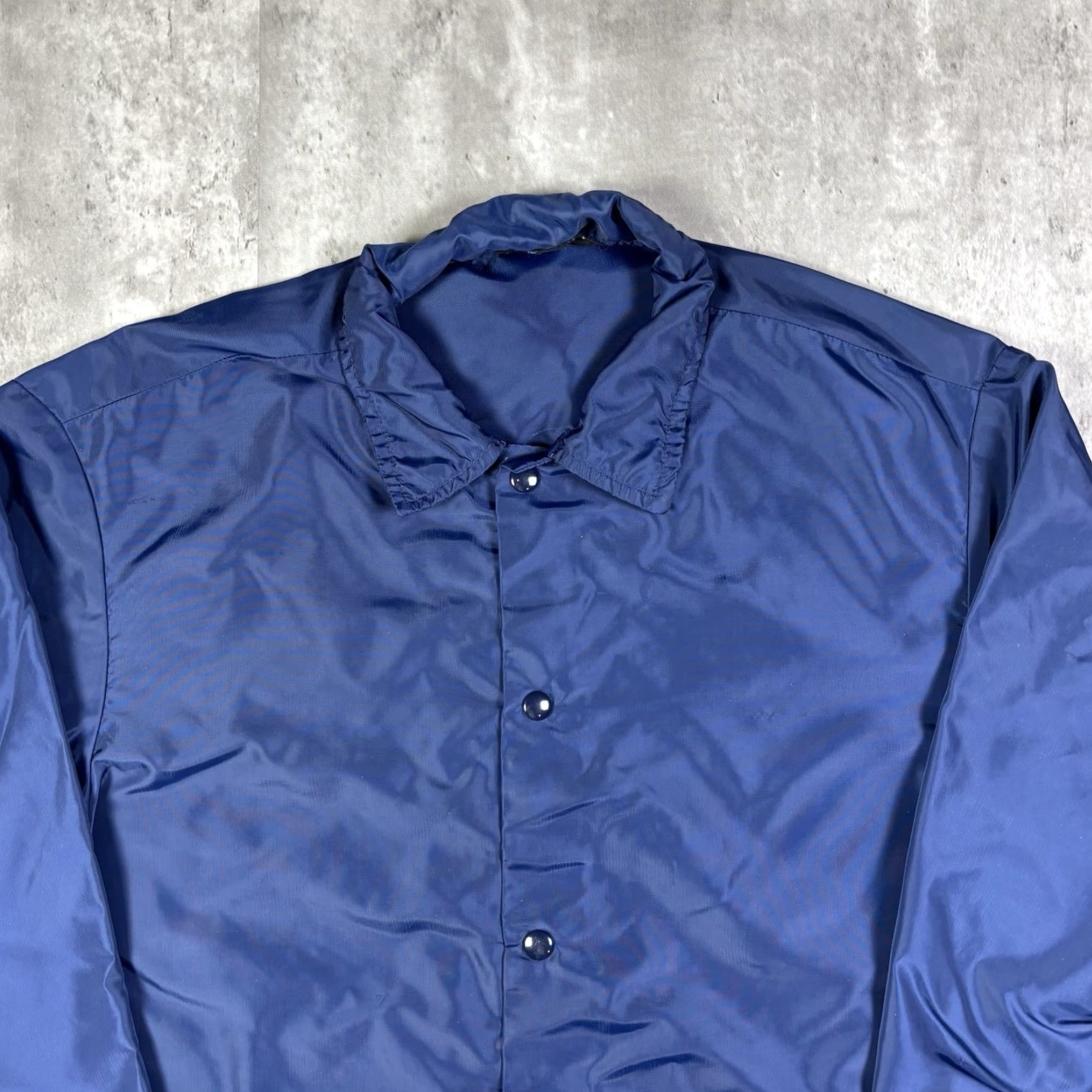 Champion VINTAGE Champion Windbreaker Jacket Mens XL Blue Nylon Softshell Lined Button Snap Workwear 60s USA College Football Basketball Size US XL / EU 56 / 4 - 5 Thumbnail