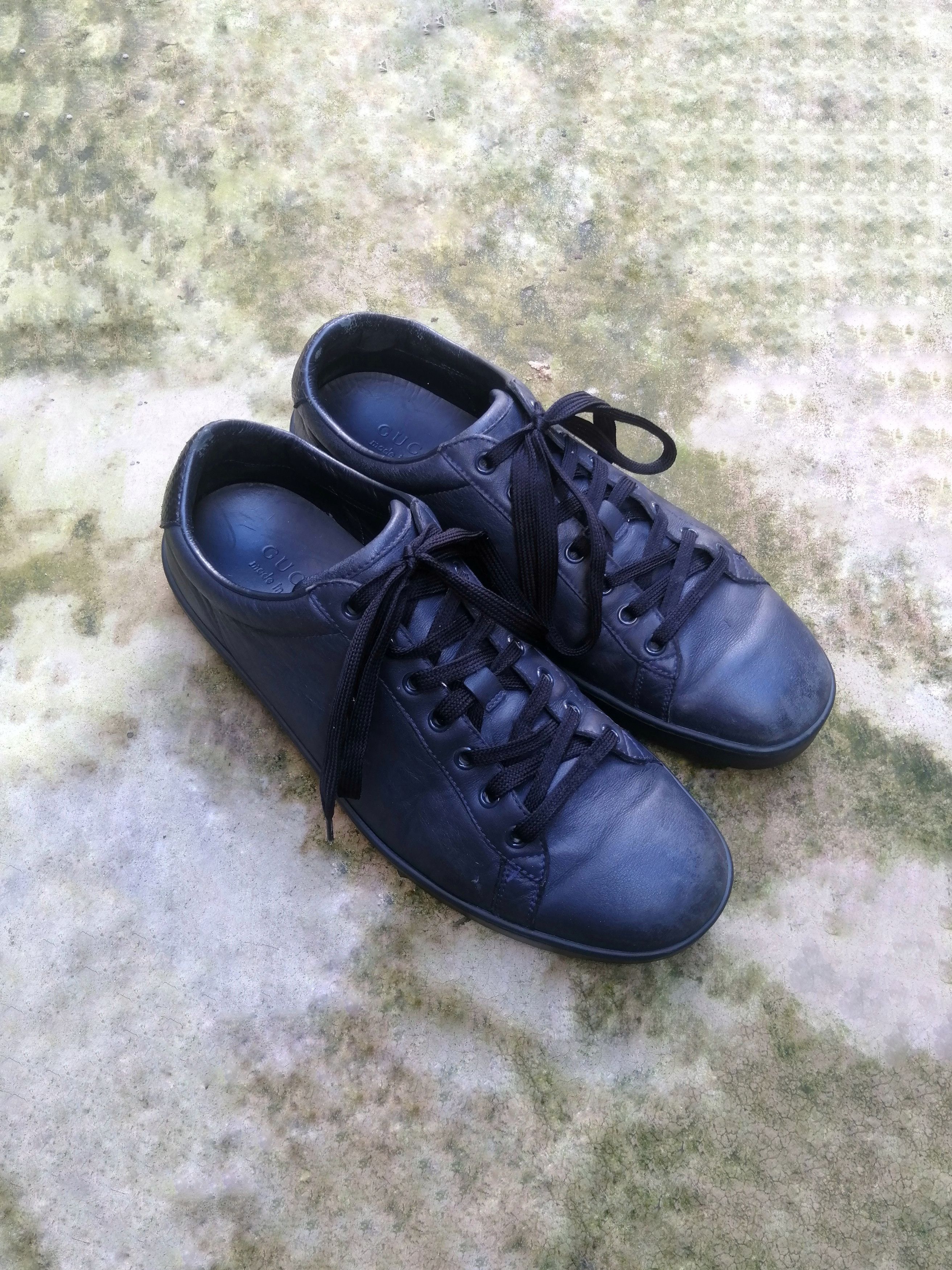 Gucci Gucci Ace Dark Blue Leather Low Sneakers Size 9.5 Size US 9.5 / EU 42-43 - 3 Thumbnail