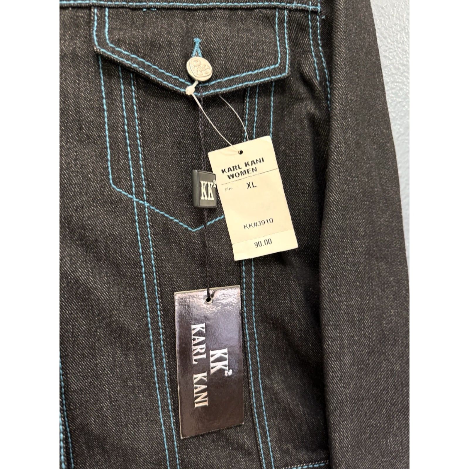 Karl Kani VINTAGE Karl Kani Womens Embroidered Black Denim Jacket XL Jacket Womens XL Black Embroidered Denim Karl Kani Size XL / US 12-14 / IT 48-50 - 3 Thumbnail