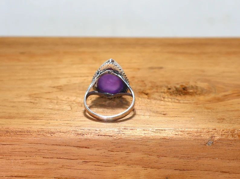 Handmade Amethyst Ring, Handmade 925 Sterling Silver Promise Ring Size ONE SIZE - 8 Thumbnail