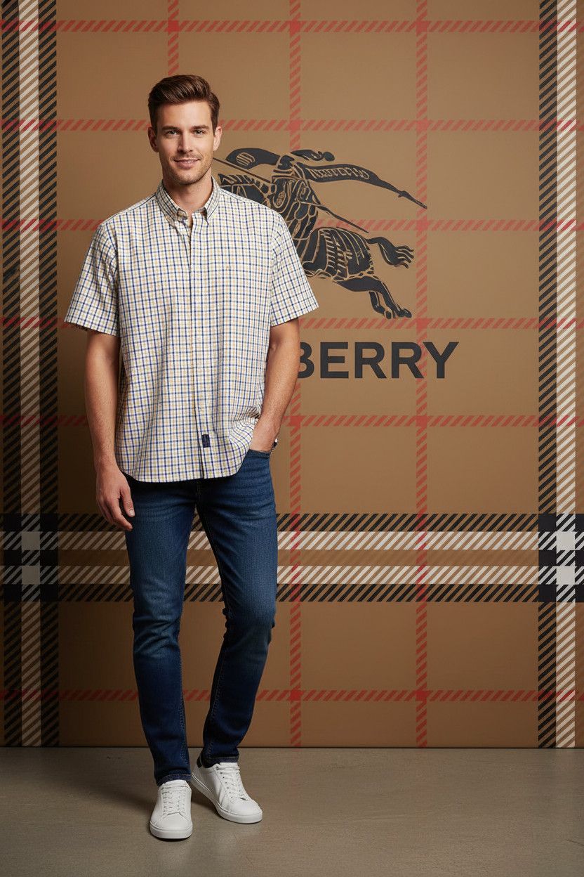Burberry 🔥 TB Burberry London Cotton shirt plaid size xl Size US XL / EU 56 / 4 - 2 Thumbnail