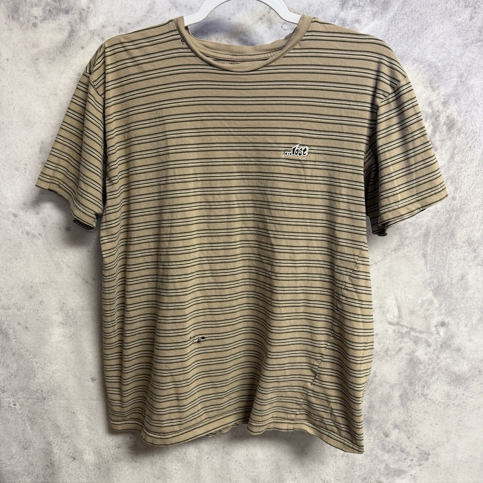 Lost Enterprises Lost Enterprises T Shirt Mens Large 21x24.5 Beige Striped Sk Size US L / EU 52-54 / 3 - 1 Thumbnail