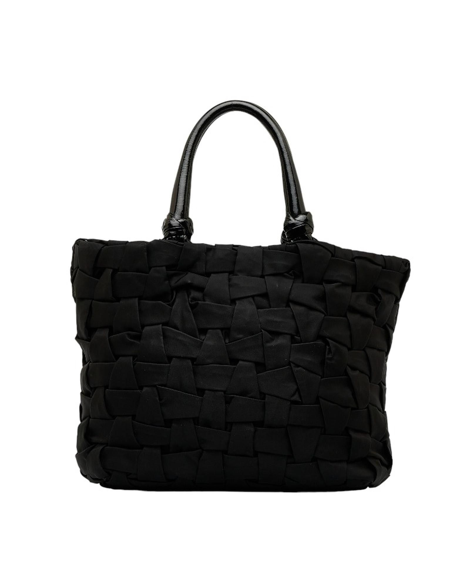 image of Prada Tessuto Weaved Handbag In Black, Women's