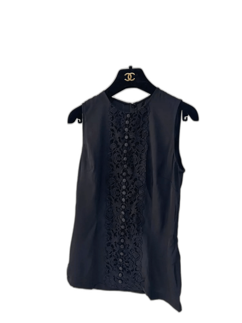 Dolce & Gabbana Sleeveless Silk Top with Lace Details Size S / US 4 / IT 40 - 1 Thumbnail