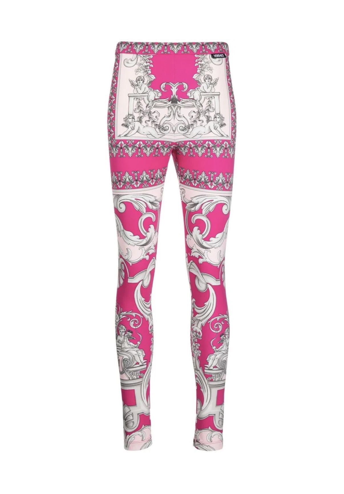 Versace Versace Baroque Pink Print Leggings IT 48 NWT $1256 Retail Size 34" / US 12 / IT 48 - 1 Thumbnail