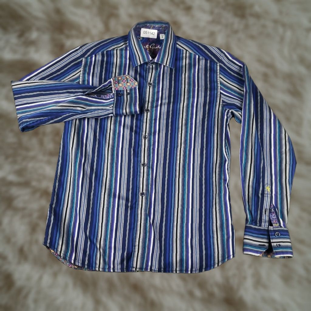 Robert Graham Robert Graham Blue Striped Button-Up Shirt Mens Size Small Long Sleeve Casual Size US S / EU 44-46 / 1 - 1 Thumbnail