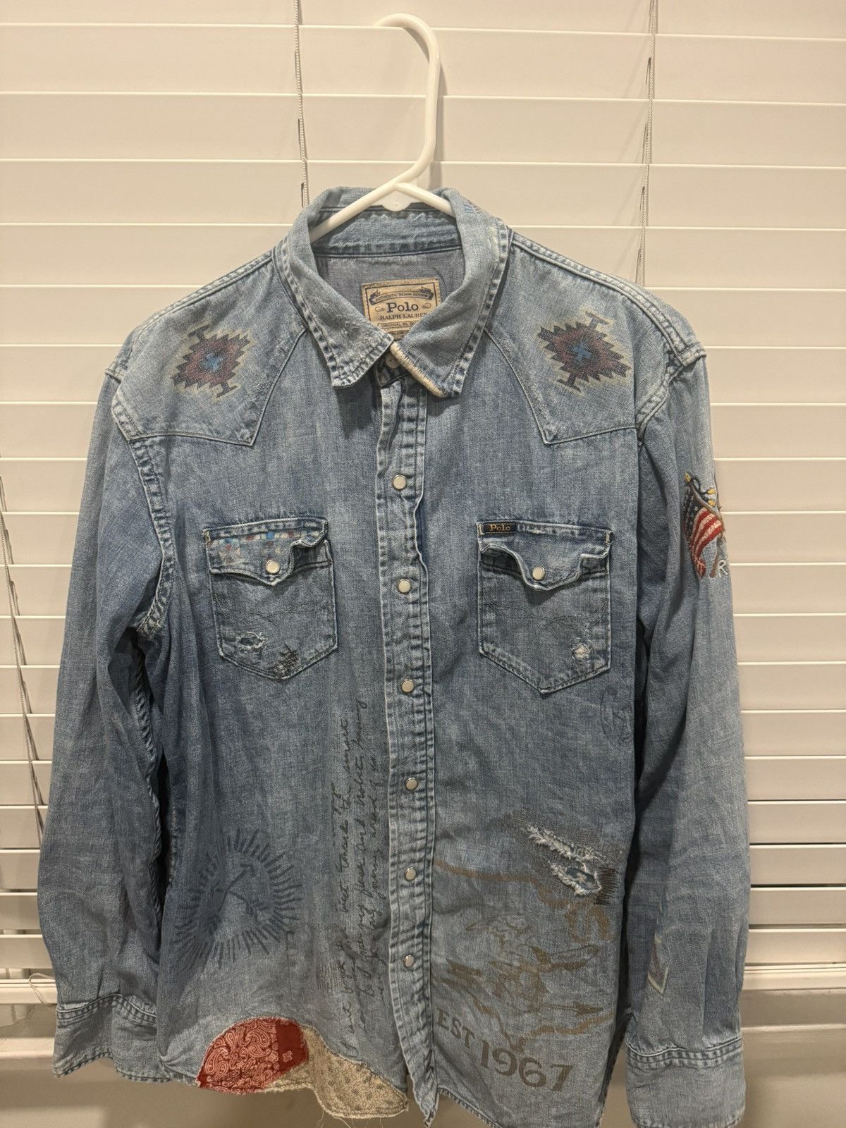 Polo Ralph Lauren Polo Ralph Lauren Men's Blue Limited-edition Western Shirt Size US L / EU 52-54 / 3 - 1 Thumbnail
