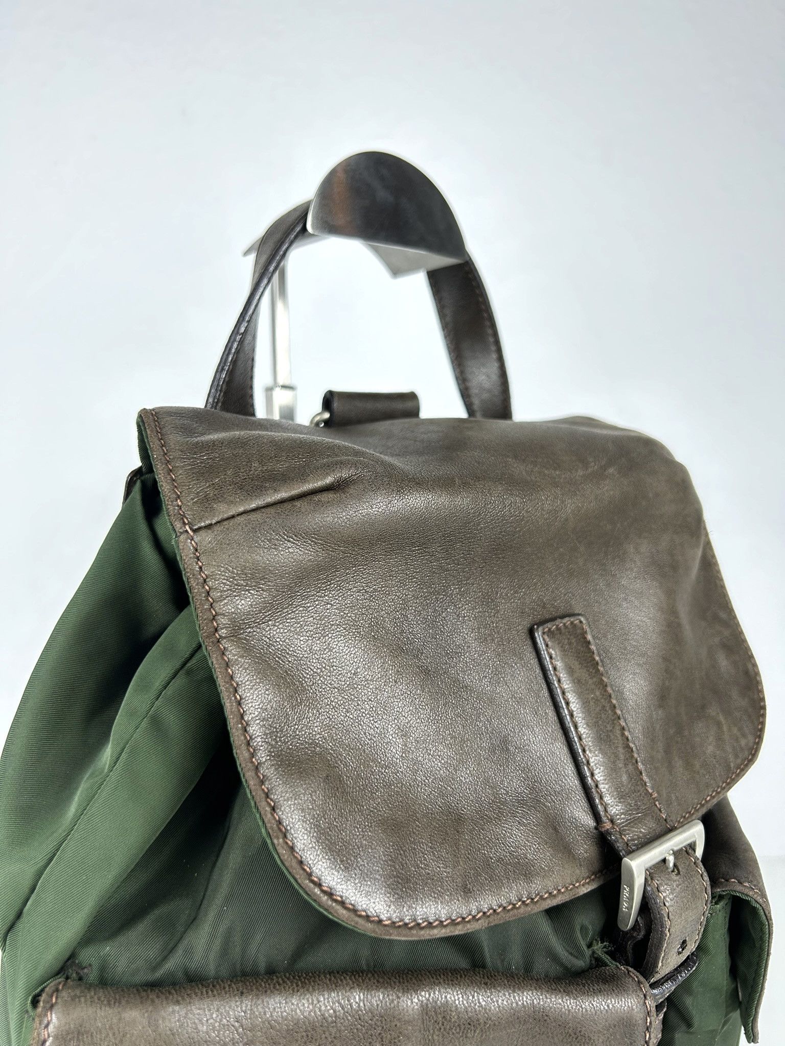 Prada Vintage Prada nylon and leather triangle logo cargo backpack Size ONE SIZE - 8 Thumbnail