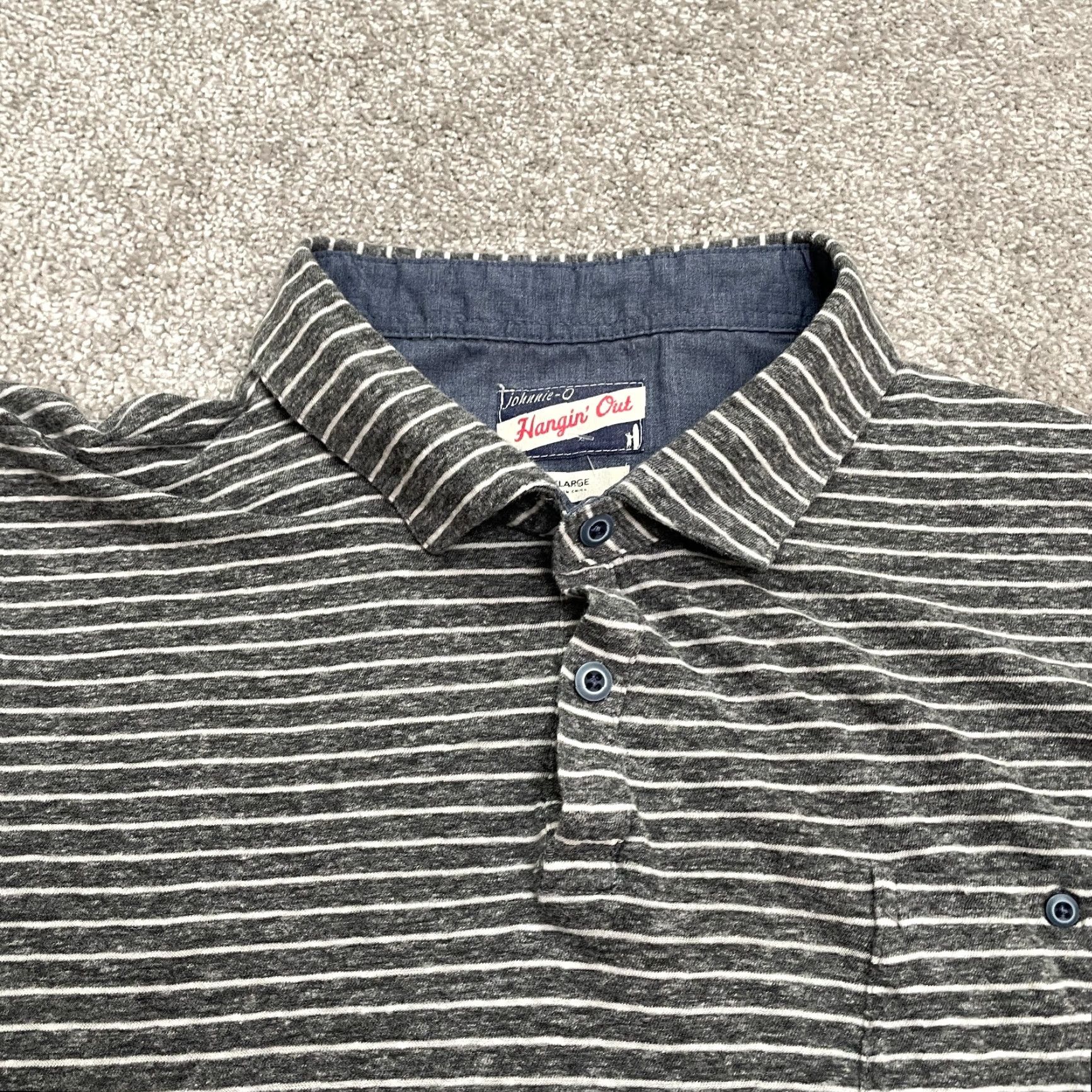 johnnie-O VINTAGE Johnnie-O Men's Polo Shirt 2XL Linen Cotton Striped Casual Golf Travel Size US XXL / EU 58 / 5 - 3 Thumbnail