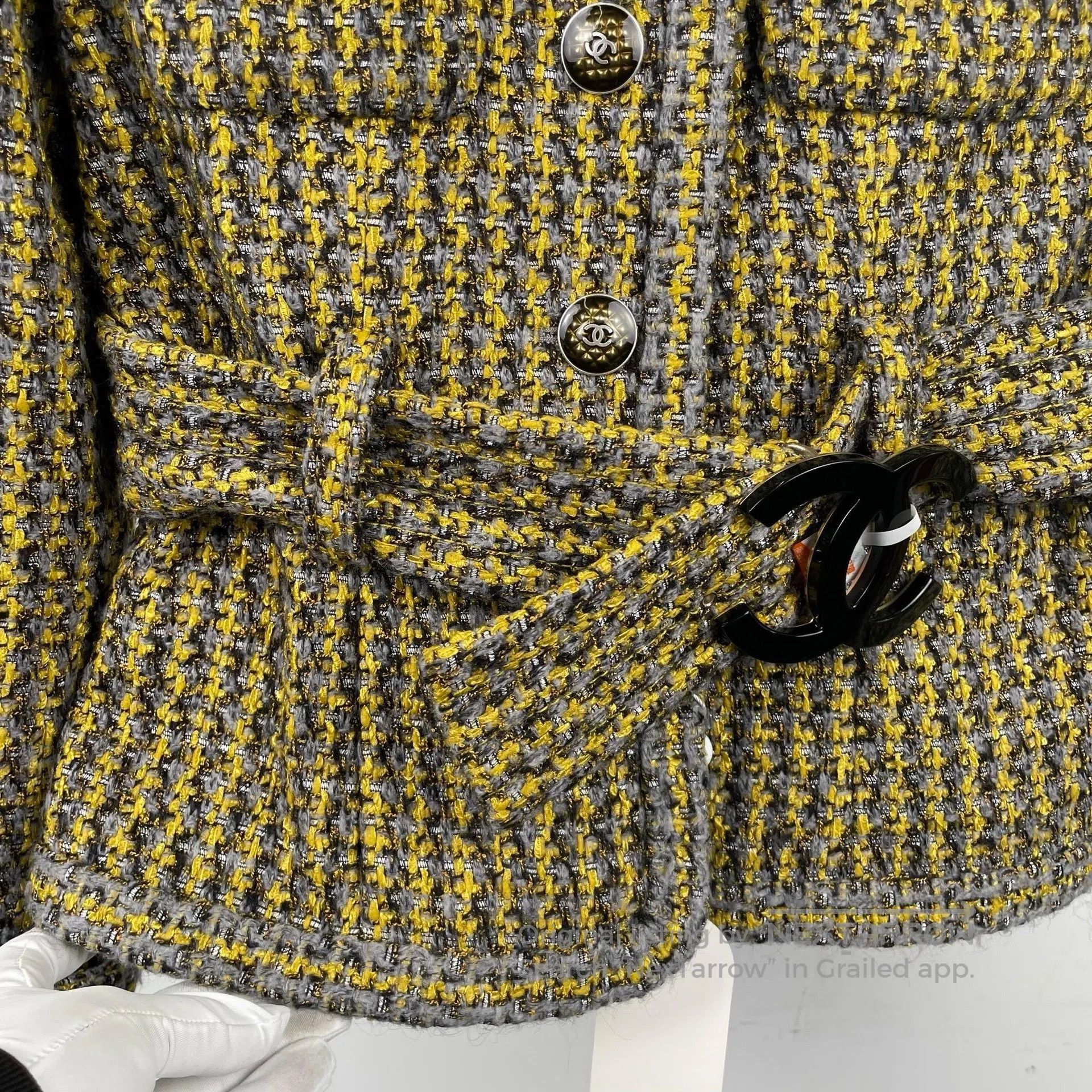 Chanel Chanel Yellow Plaid Belted Tweed Jacket| Size XS / US 0-2 / IT 36-38 - 4 Thumbnail