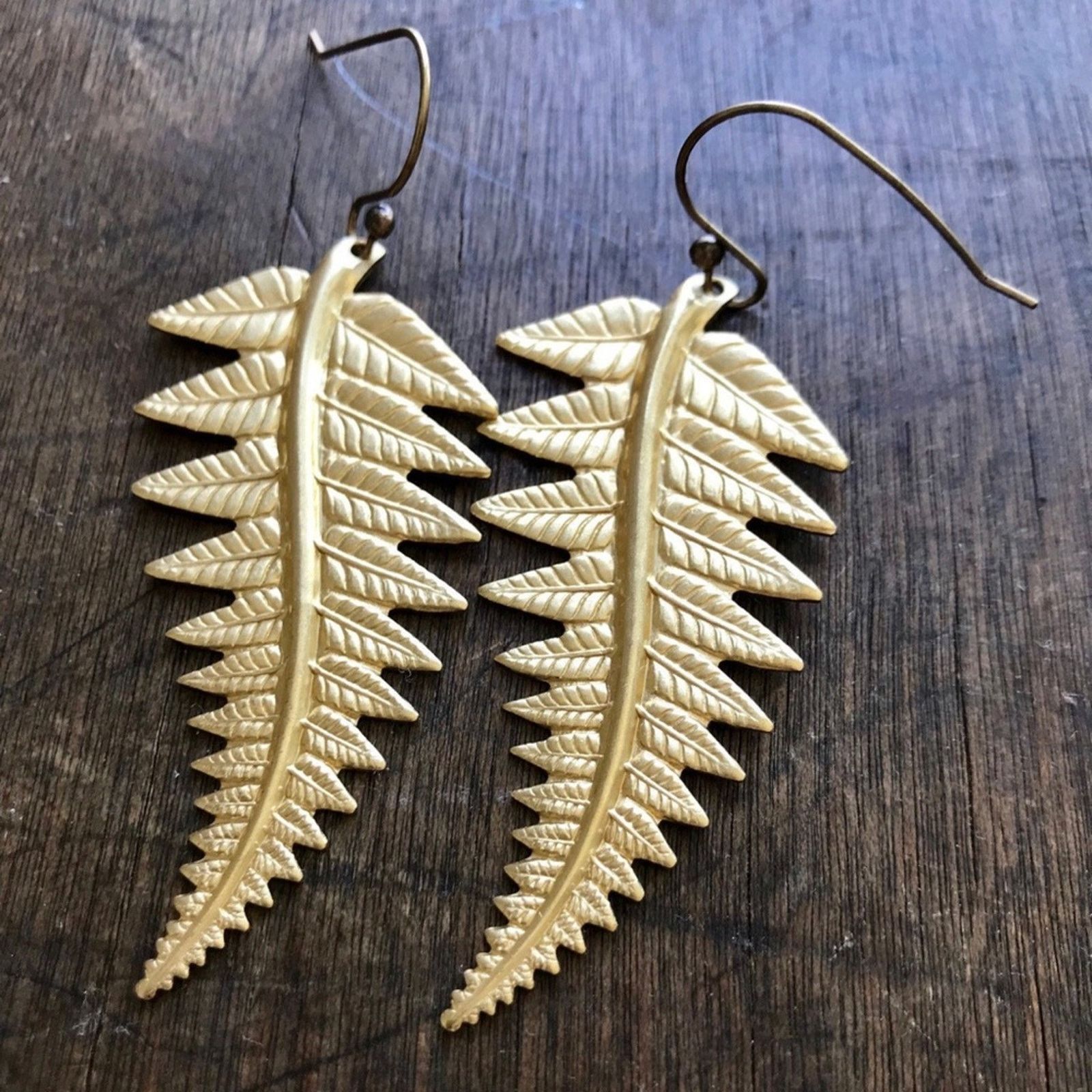 Handmade Gold Leaf Earrings Size ONE SIZE - 3 Thumbnail