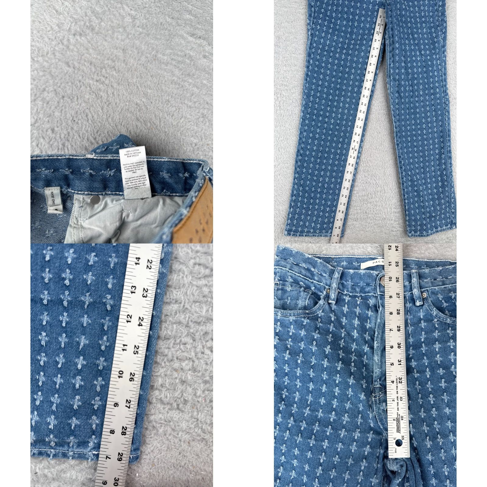 Pacsun VINTAGE Pacsun Jeans Womens 25 Blue Denim Polka Dot High Rise 25x30 Regular Straight 5-Pocket Cotton Blend Distressed, Machine Washable Womens Jeans Size 42" / US 20 - 8 Thumbnail