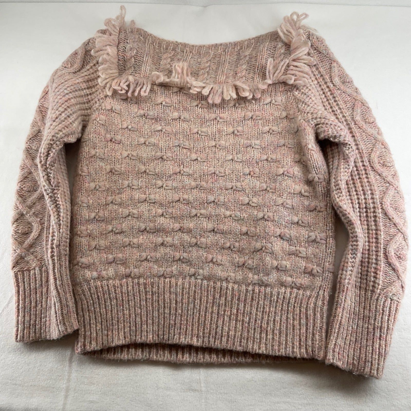 LoveShackFancy LoveShackFancy blush pink Kingston Sweater Speckled Cable Al Size S / US 4 / IT 40 - 2 Thumbnail