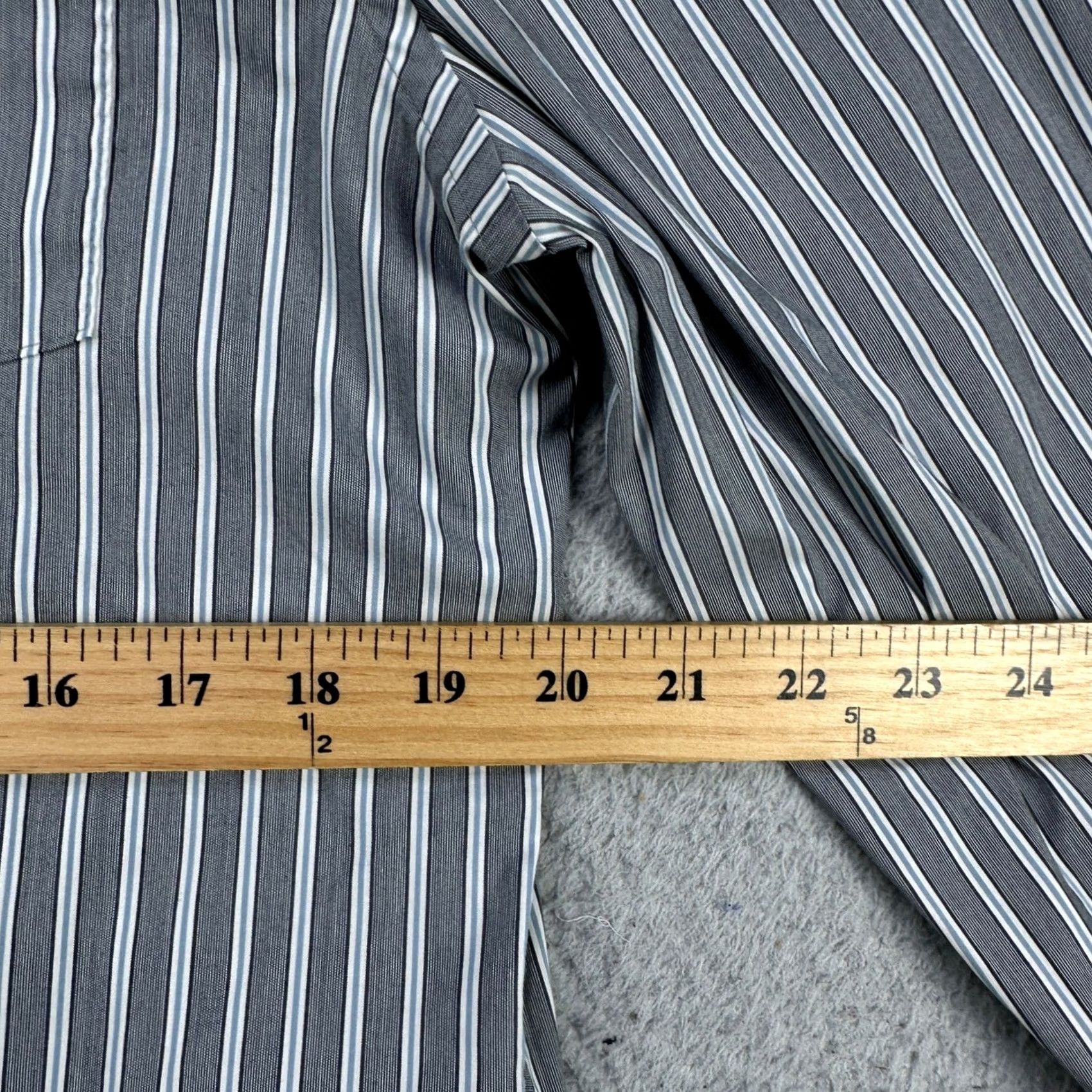 Express Express Shirt Button Down Men Medium Gray Blue Stripe Long Sleeve Stretch Casual Size US M / EU 48-50 / 2 - 7 Thumbnail