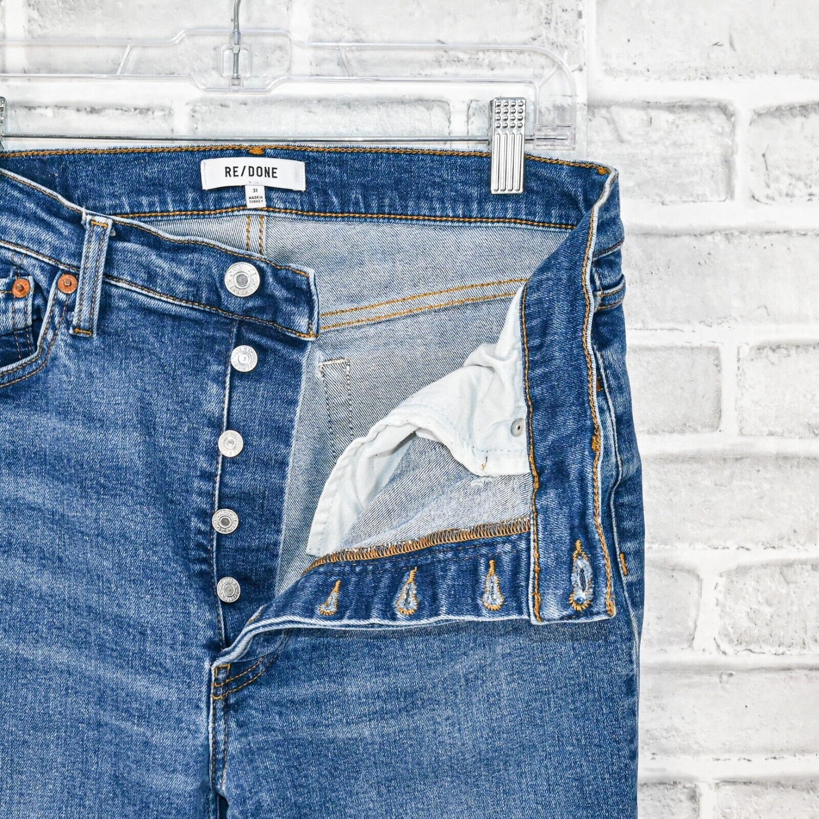 RE/DONE RE/DONE 90s High Rise Ankle Crop Denim Jeans Distressed Size 31" - 2 Thumbnail