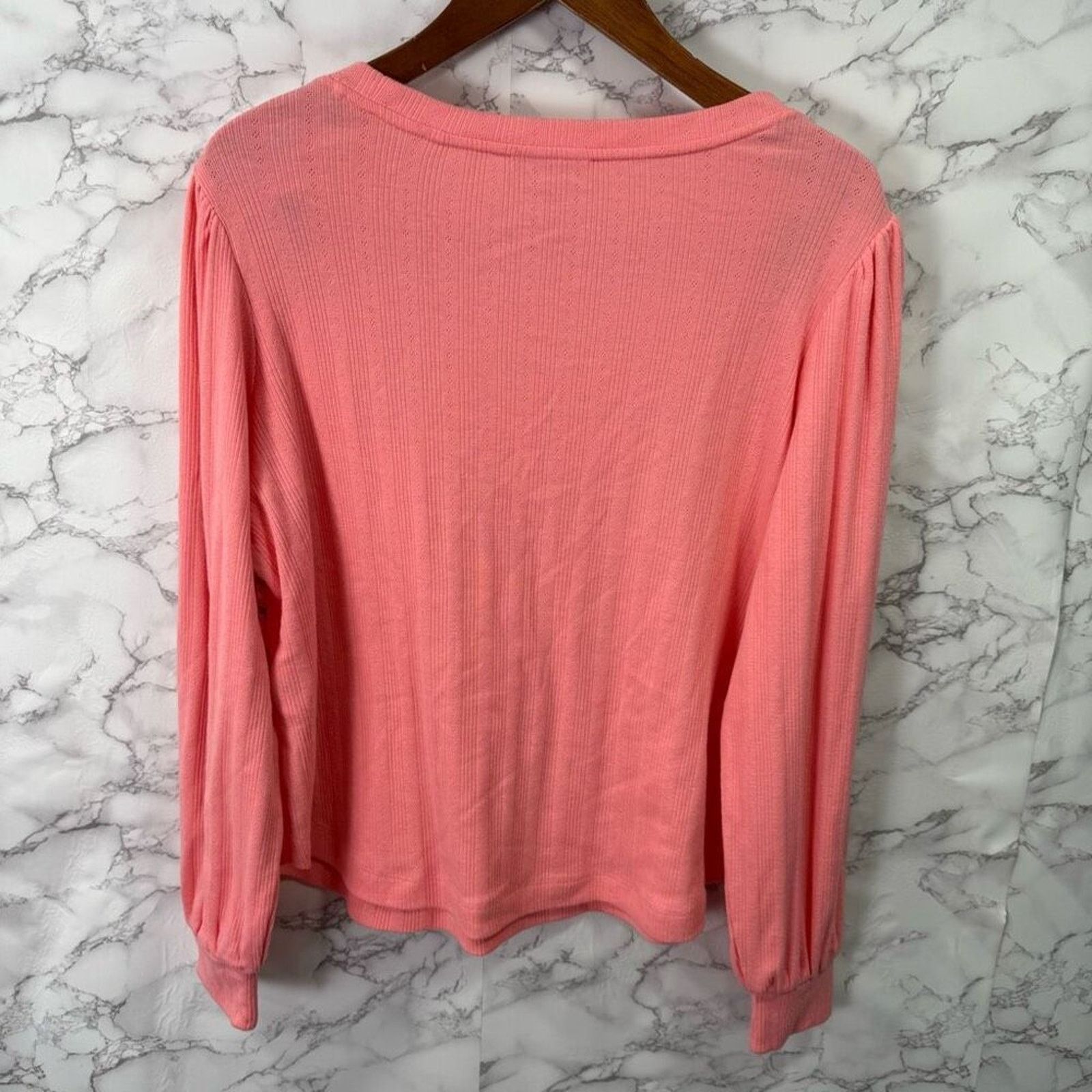 Macys Plus Size Pointelle-Rib Long-Sleeve Top 2X NEW # G547 Size XXL / US 16-18 / IT 52-54 - 7 Thumbnail