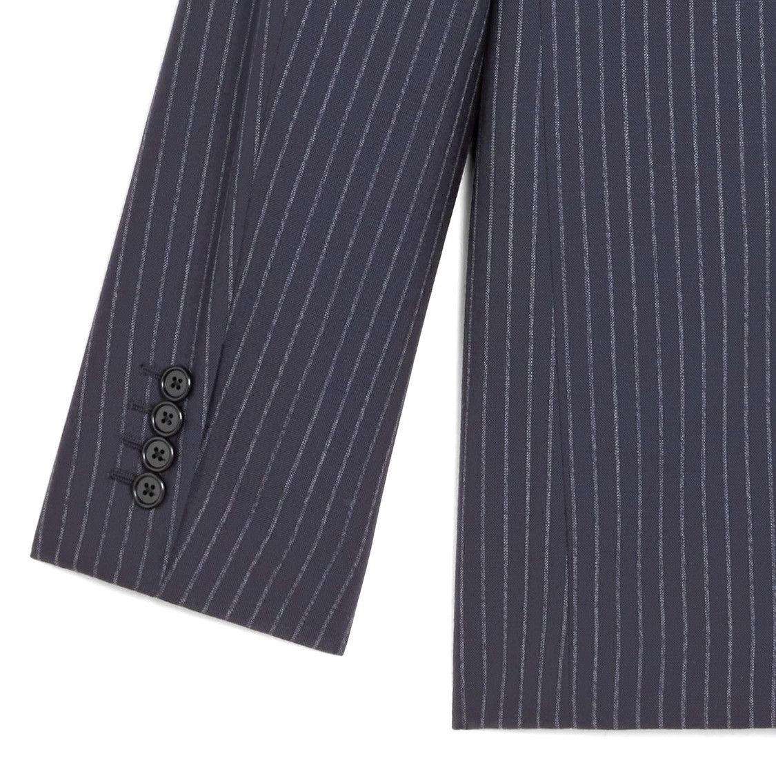 Celine × Hedi Slimane 22SS Double Breasted Navy Chalk Stripe Suit Wool Rectangle Size 44R - 11 Thumbnail