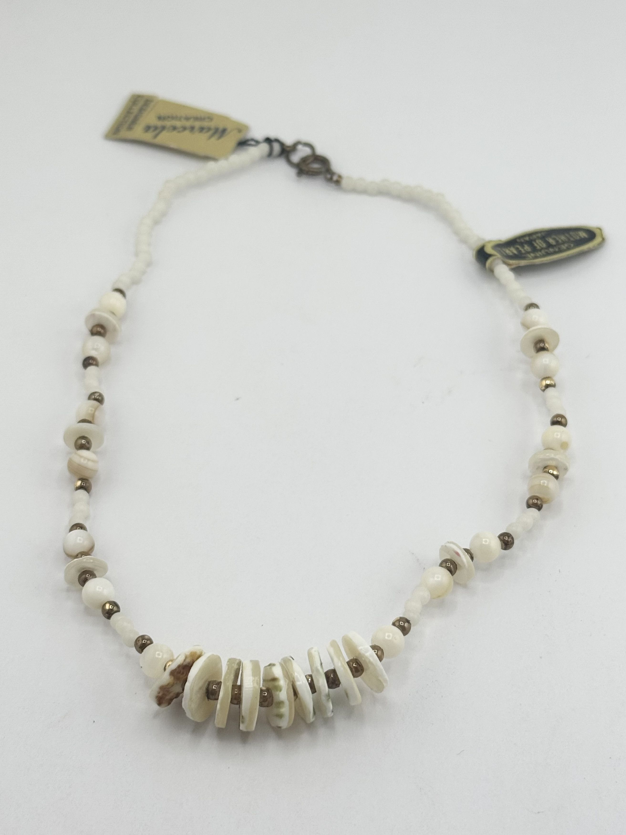 Vintage Vintage mother of pearl Japan beaded collar necklace with ta Size ONE SIZE - 1 Thumbnail