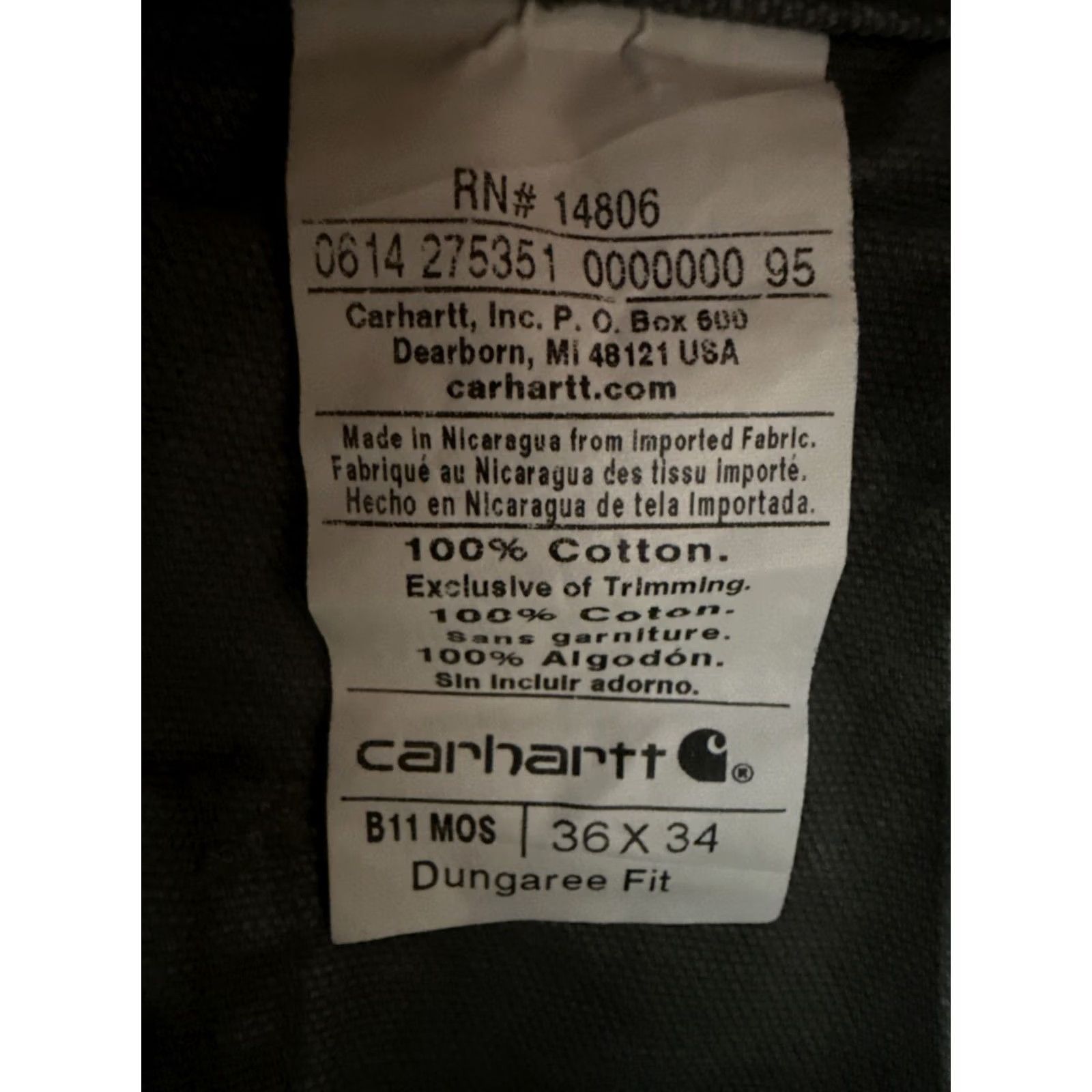 Carhartt VINTAGE Carhartt B11 MOS Dungaree Fit Duck Canvas Work Pants Mens 35 32 Green Relaxed Carpenter Jeans 35x32 Size US 35 - 7 Thumbnail