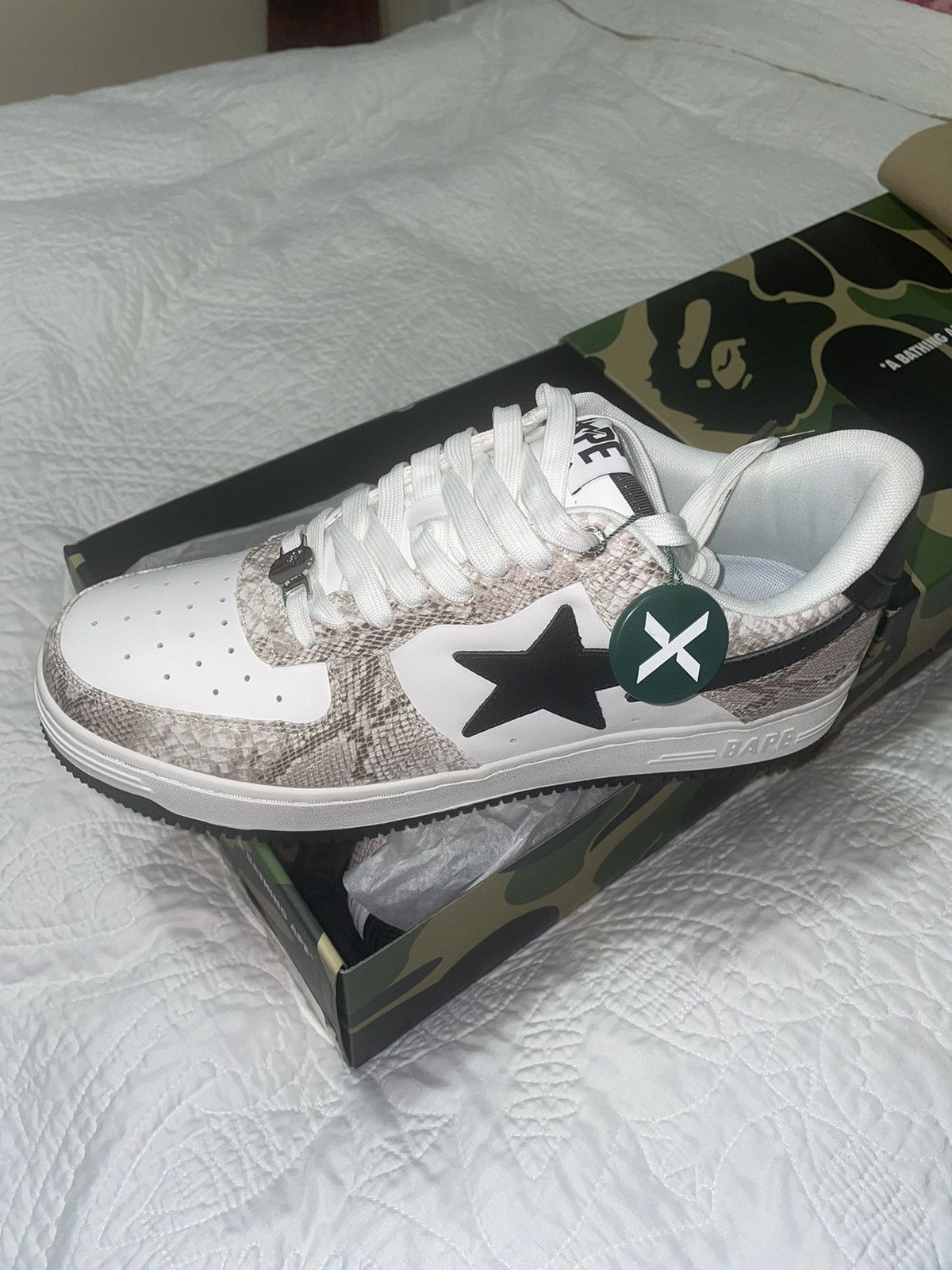 Bape Bapesta Snakeskin Beige Sneakers Size US 12 / EU 45 - 1 Thumbnail