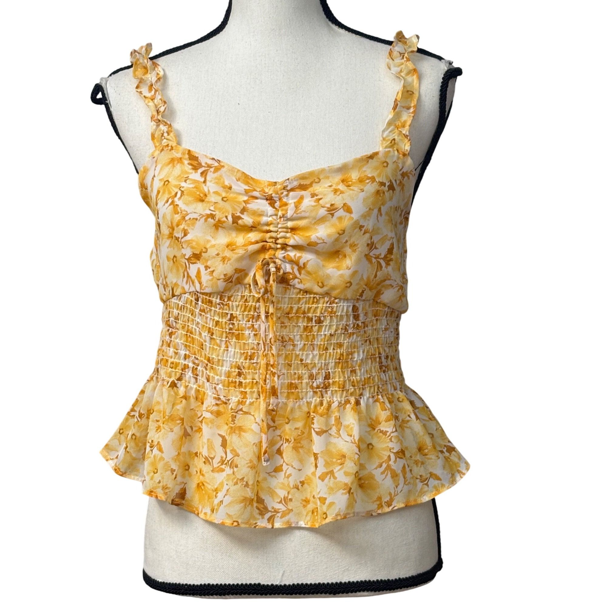 Other Lush Floral Tie Front Tank Top Gold Brown, Sz. M Size M / US 6-8 / IT 42-44 - 13 Thumbnail