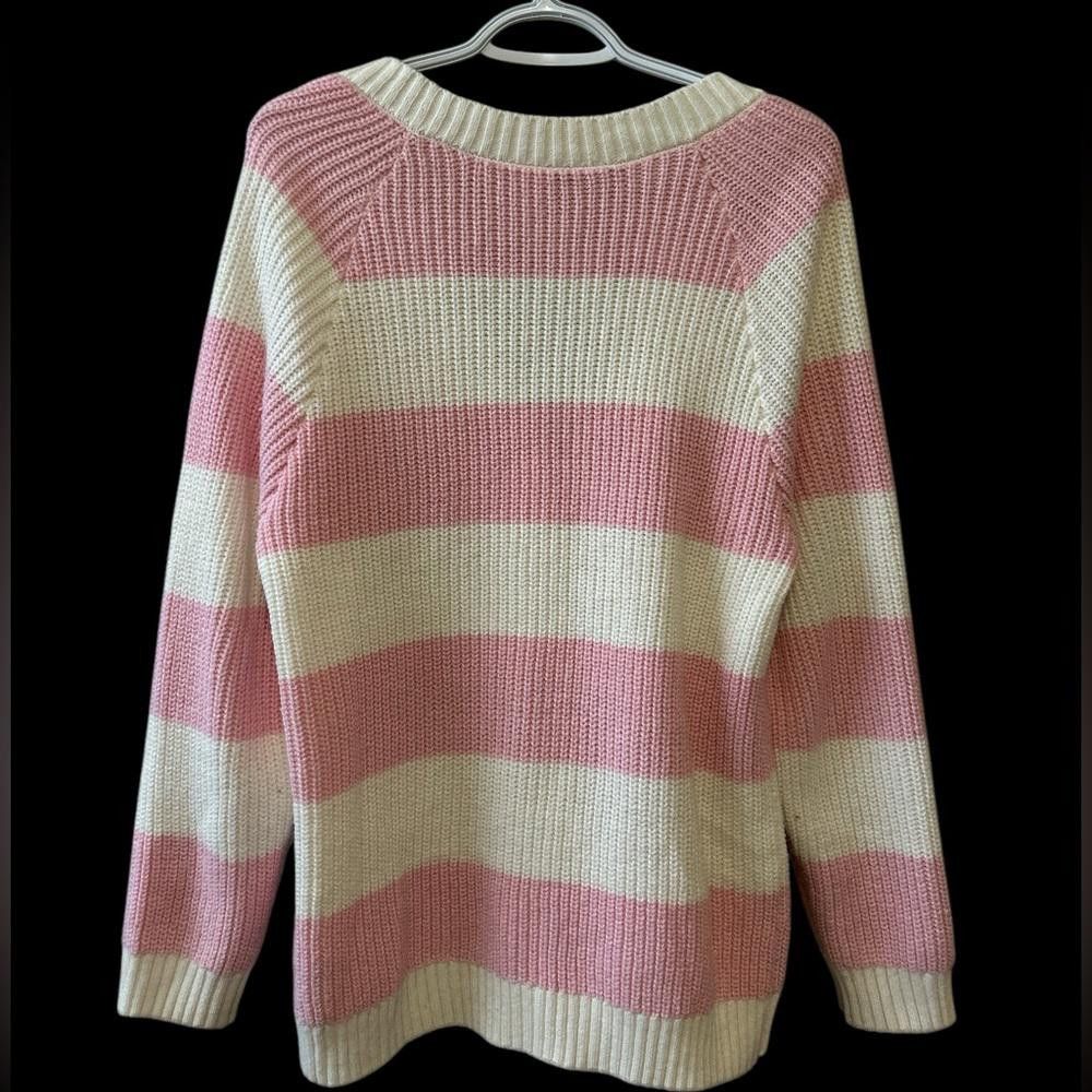 Divided Pink and White Striped Knit Cardigan Sweater Size S / US 4 / IT 40 - 2 Thumbnail