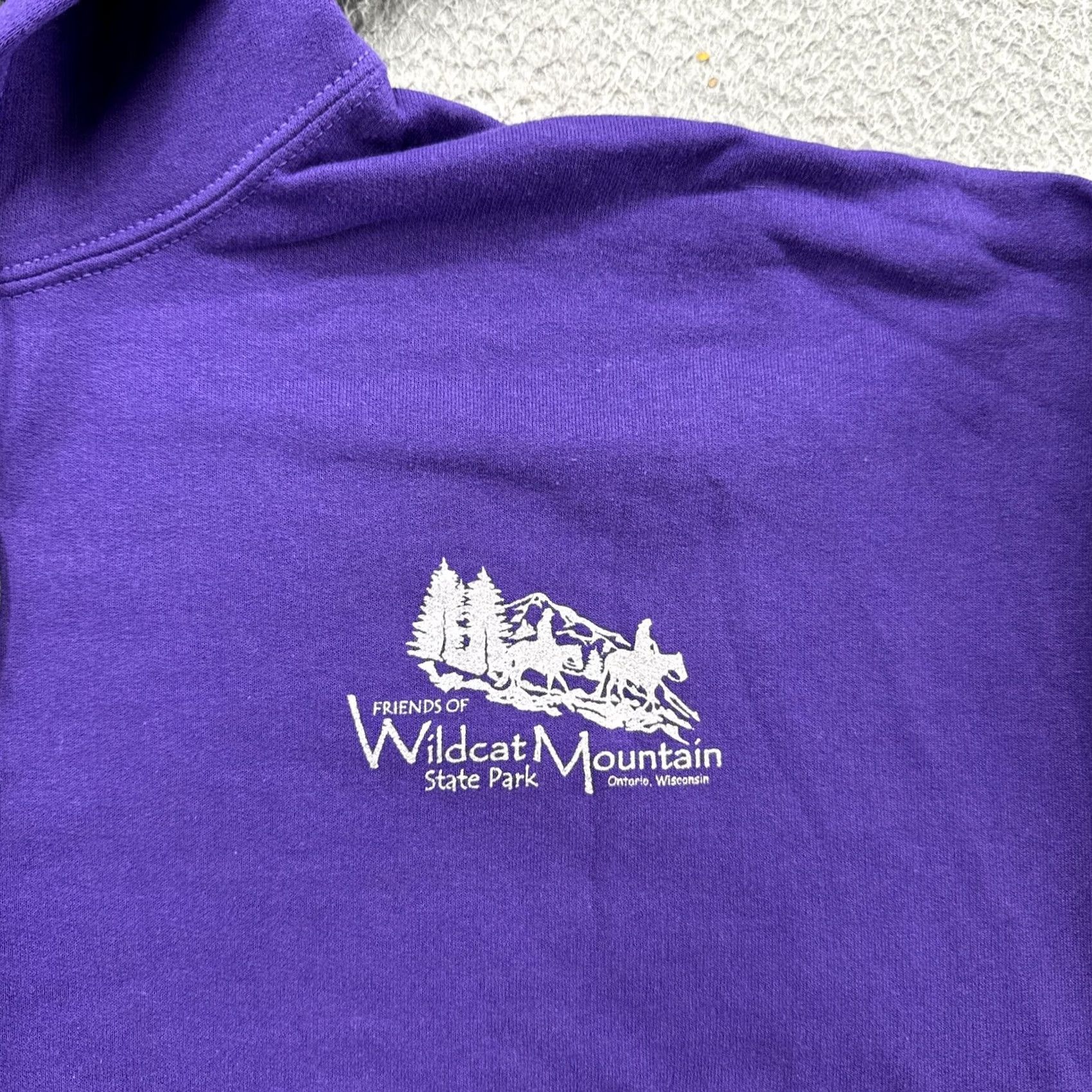 Fruit Of The Loom Wildcat Mountain State Park Ontario Wisconsin Purple Hoodie Sweatshirt 2XL Mens Shirt Pullover Sweatshirt Purple 2XL Size US XXL / EU 58 / 5 - 2 Thumbnail