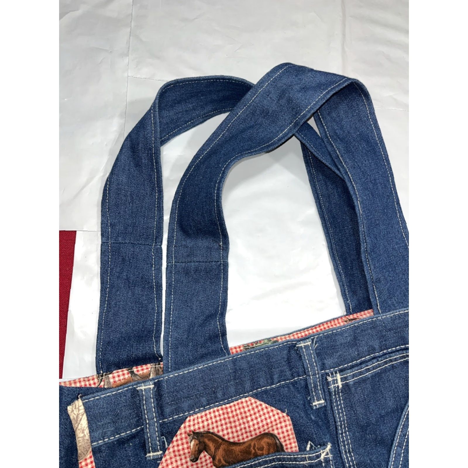 Doublet ROEBUCKS Horse Denim JEANS Tote Bag Purse Shoulder double Handles Pockets Cotton Bag Size 32" / US 10 / IT 46 - 3 Thumbnail