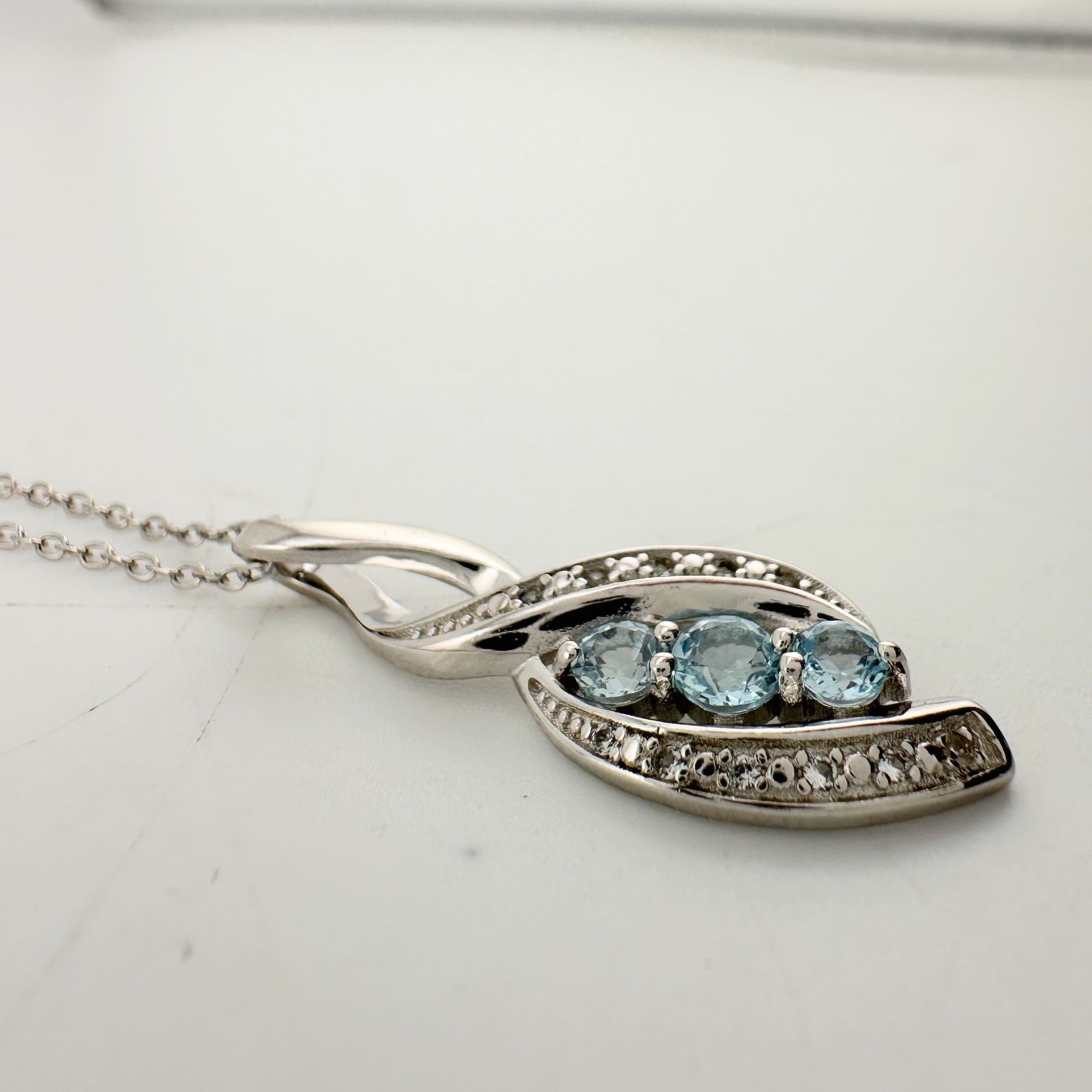 Other Blue Topaz Swirling Ribbon Necklace with Diamond Accent Size ONE SIZE - 7 Thumbnail