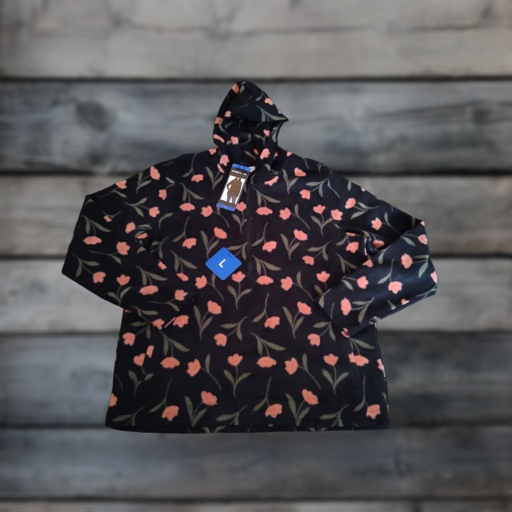 O'Neill O'Neill Women's Half Zip Polar Fleece Hoodie Black Floral Size L New NWT Size L / US 10 / IT 46 - 1 Thumbnail