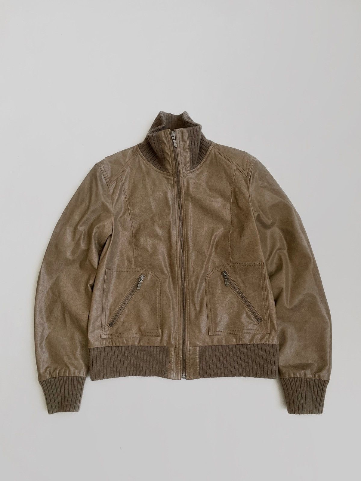 image of 20471120 x Leather Jacket Vintage Milla Leather Jacket Y2K Style in Beige, Women's (Size Medium)