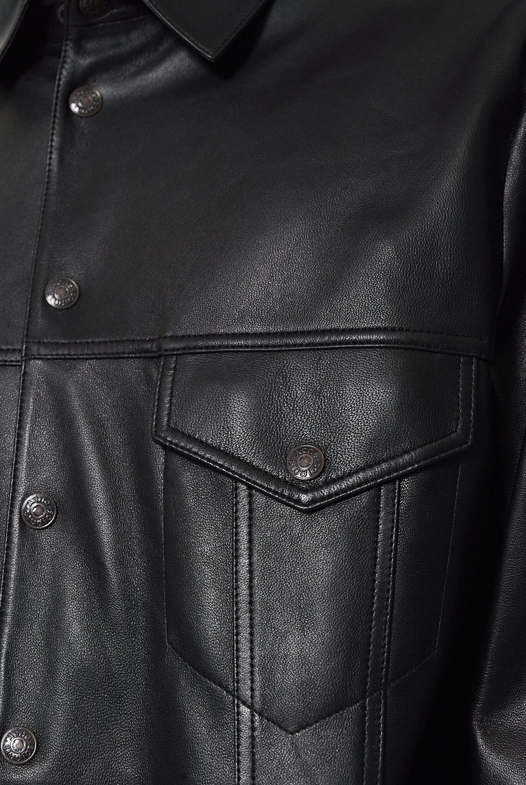 Acne Studios Last Acne Studios Laroy Waxy Nappa Leather Overshirt Size US L / EU 52-54 / 3 - 3 Thumbnail