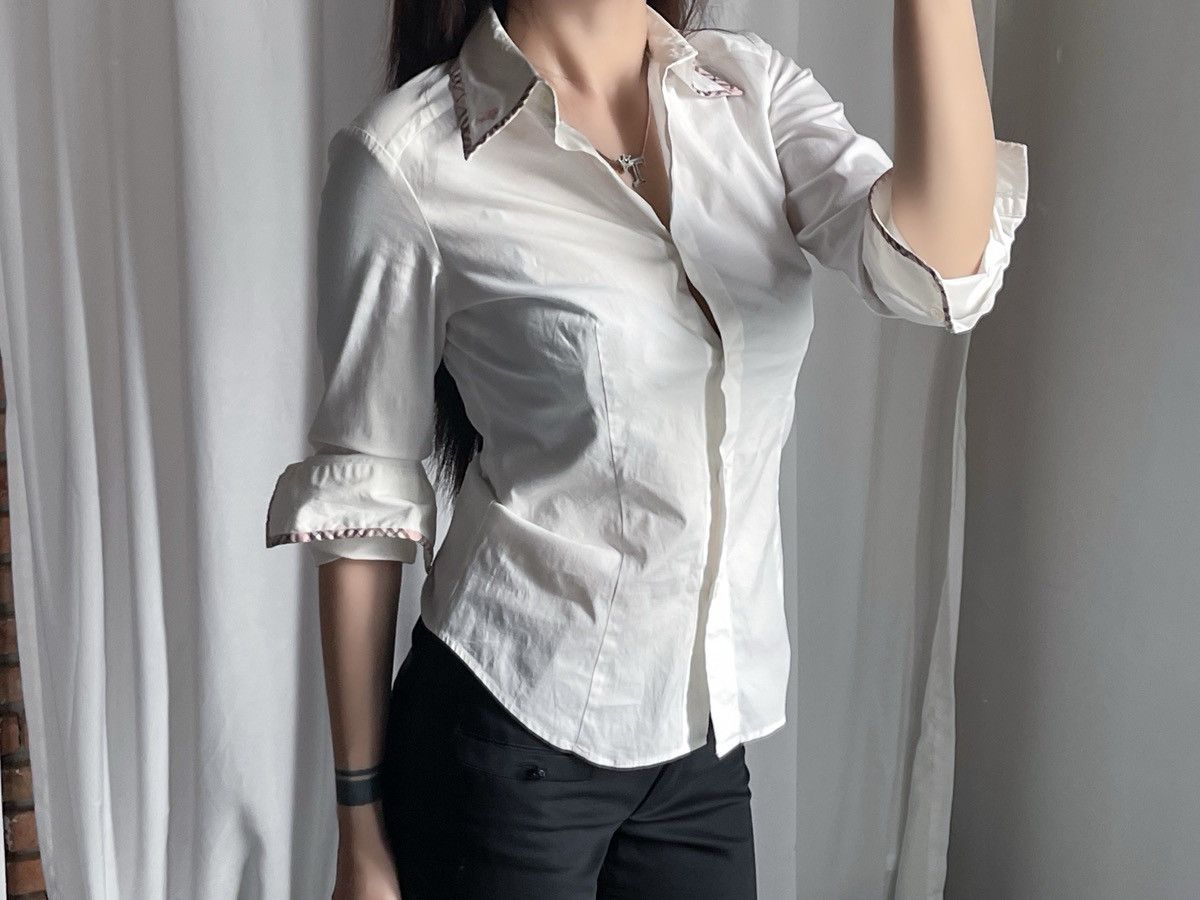 Burberry 2000s Burberry Nova Check Trim Fitted Shirt Size S / US 4 / IT 40 - 2 Thumbnail